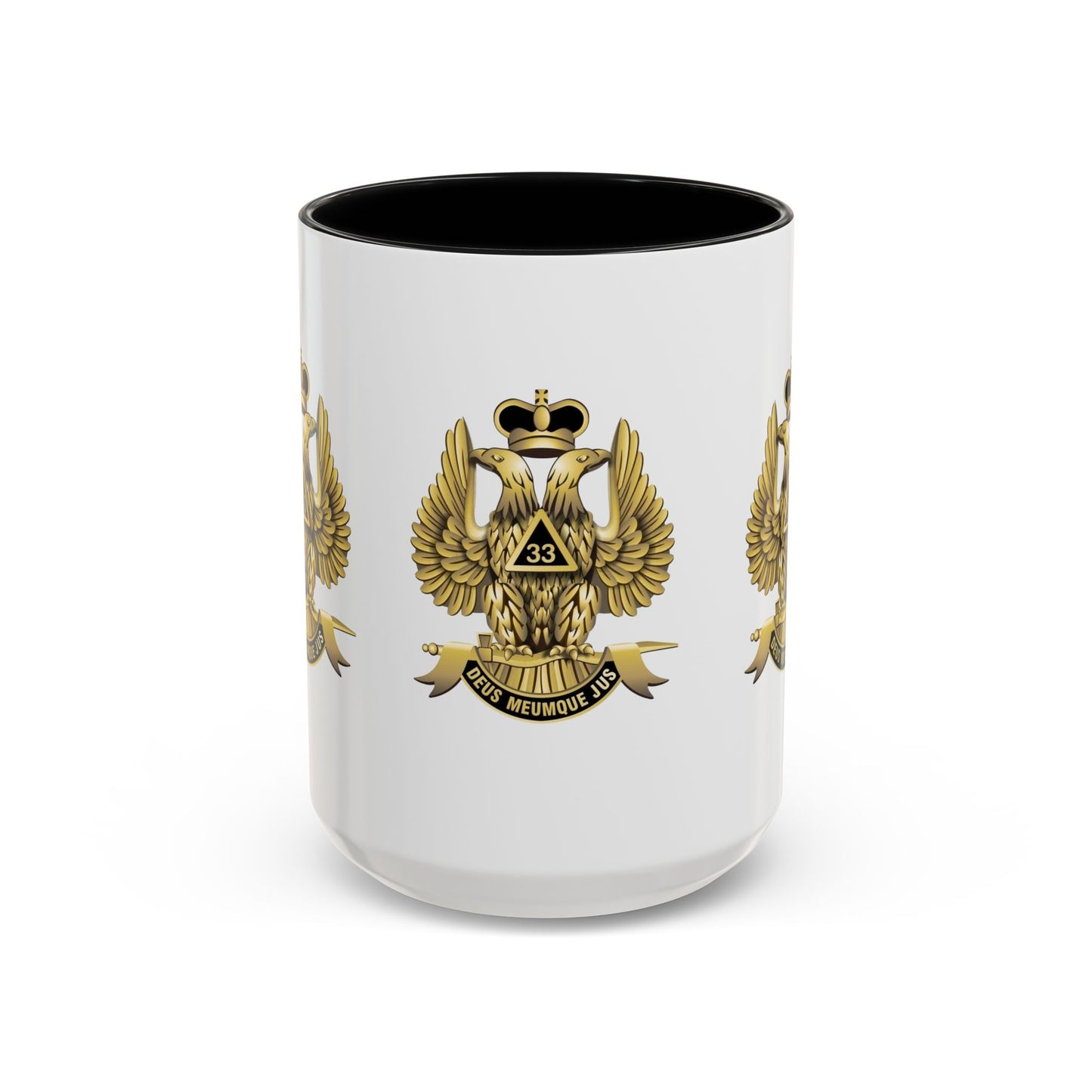 Heraldic Accent Coffee Mug - Custom Drinkware for Collectors, Unique Gift, Military-Inspired Mug, Eagle Emblem, 11oz & 15oz Sizes