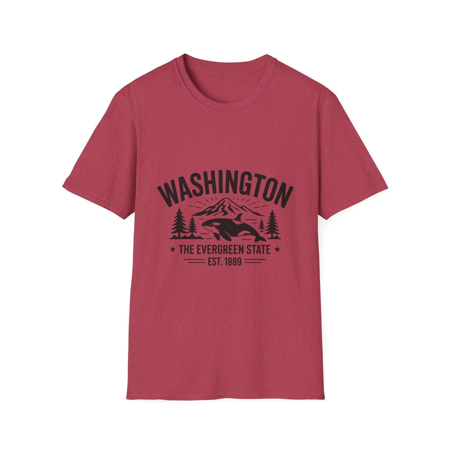 Washington State Unisex Softstyle T-Shirt, Evergreen State Tee, Vintage Graphic Shirt, Travel Souvenir, Gift for Nature Lovers