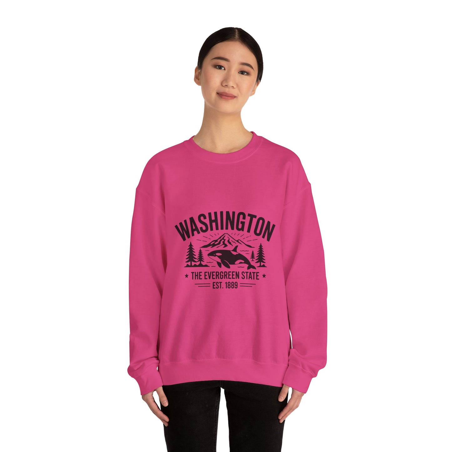 Washington Evergreen State Sweatshirt, Cozy Unisex Crewneck, Perfect for Travel, Nature Lovers, Gift Idea for Holidays