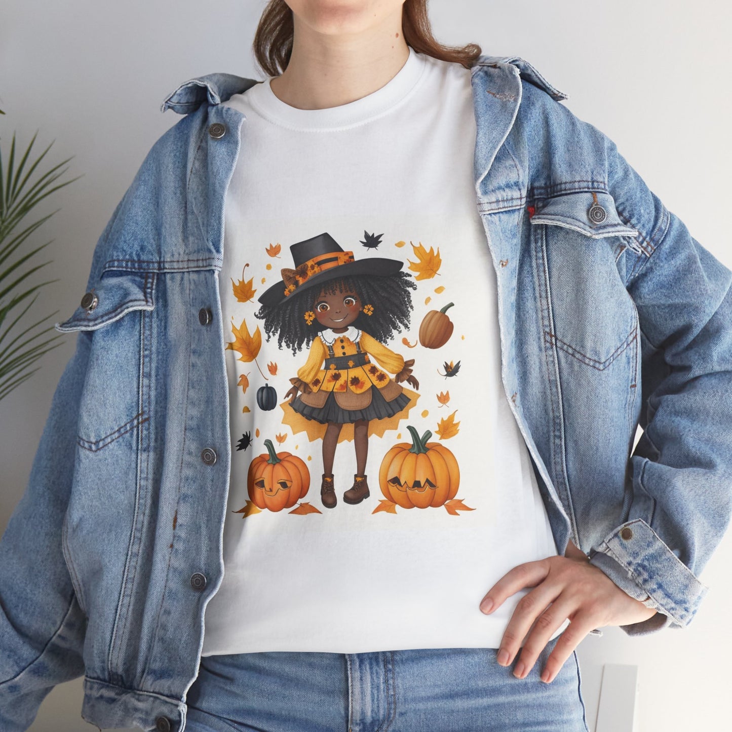 Halloween Witch Graphic Tee, Fall T-Shirt, Unisex Cotton Shirt, Cute Pumpkin Tee, Autumn Apparel, Spooky Season Top