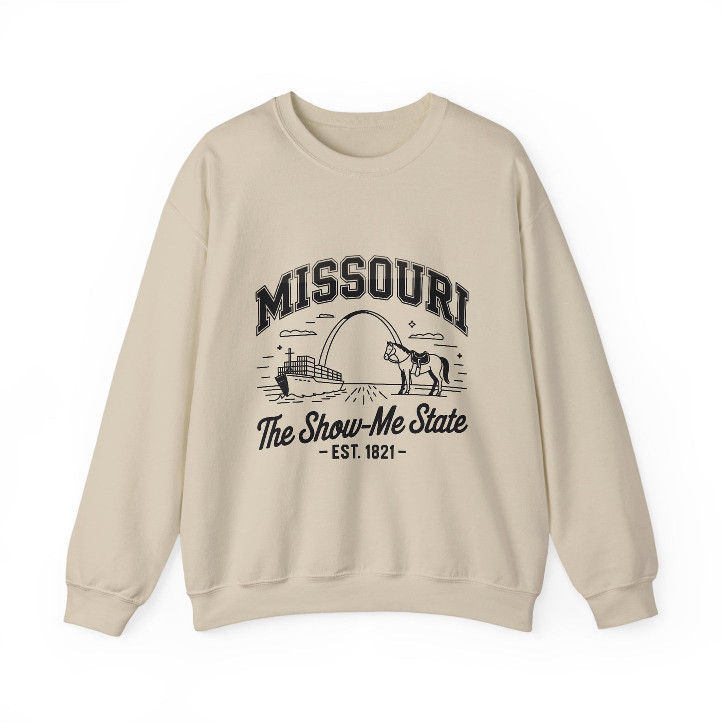 Show-Me State Crewneck Sweatshirt, Cozy Missouri Sweatshirt, Lightweight Unisex Sweater, Perfect for Gifts, Casual Wear, Travel