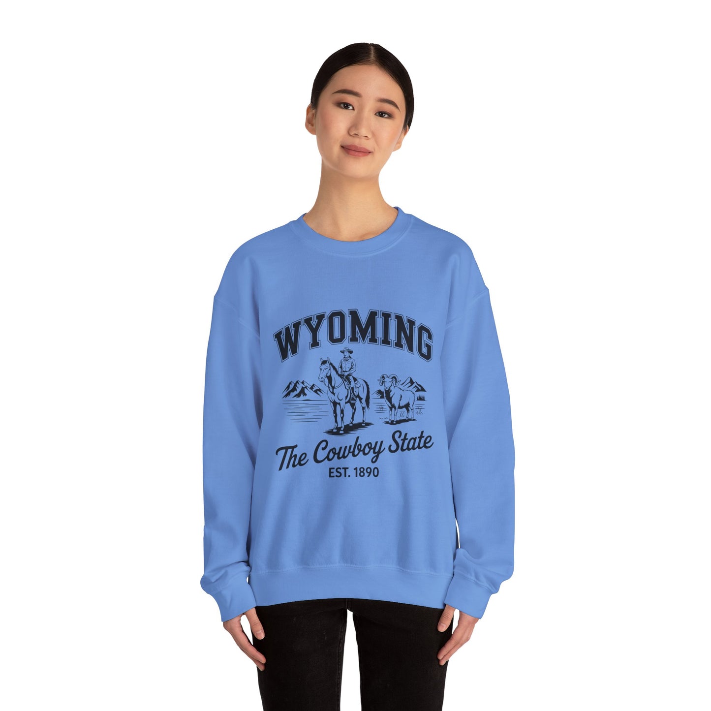 Wyoming Cowboy State Crewneck Sweatshirt, Western Apparel, Cozy Gift, Unisex Sweatshirt, Ideal for Outdoor Adventures