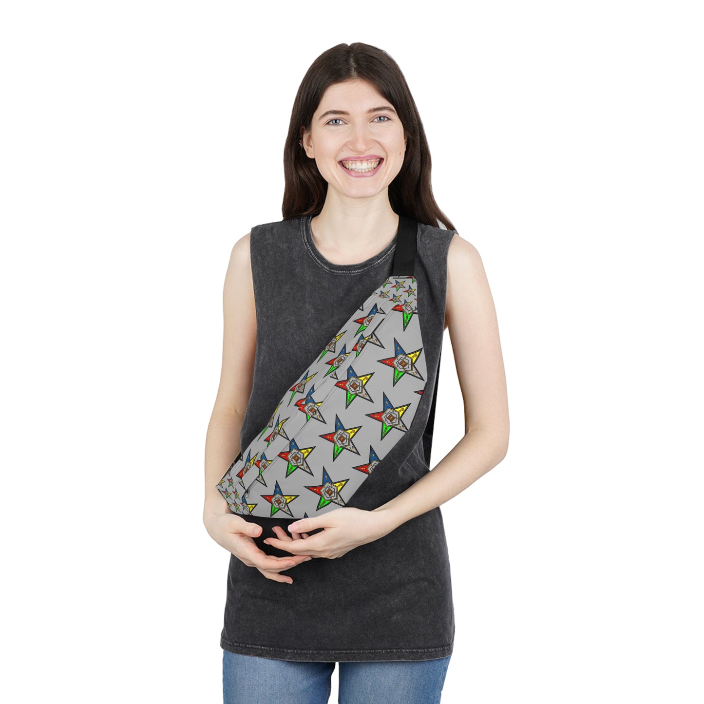 Large Fanny Pack with Colorful Star Design, Trendy Waist Bag for Festivals, Travel, and Outdoor Adventures, Stylish Gift Idea