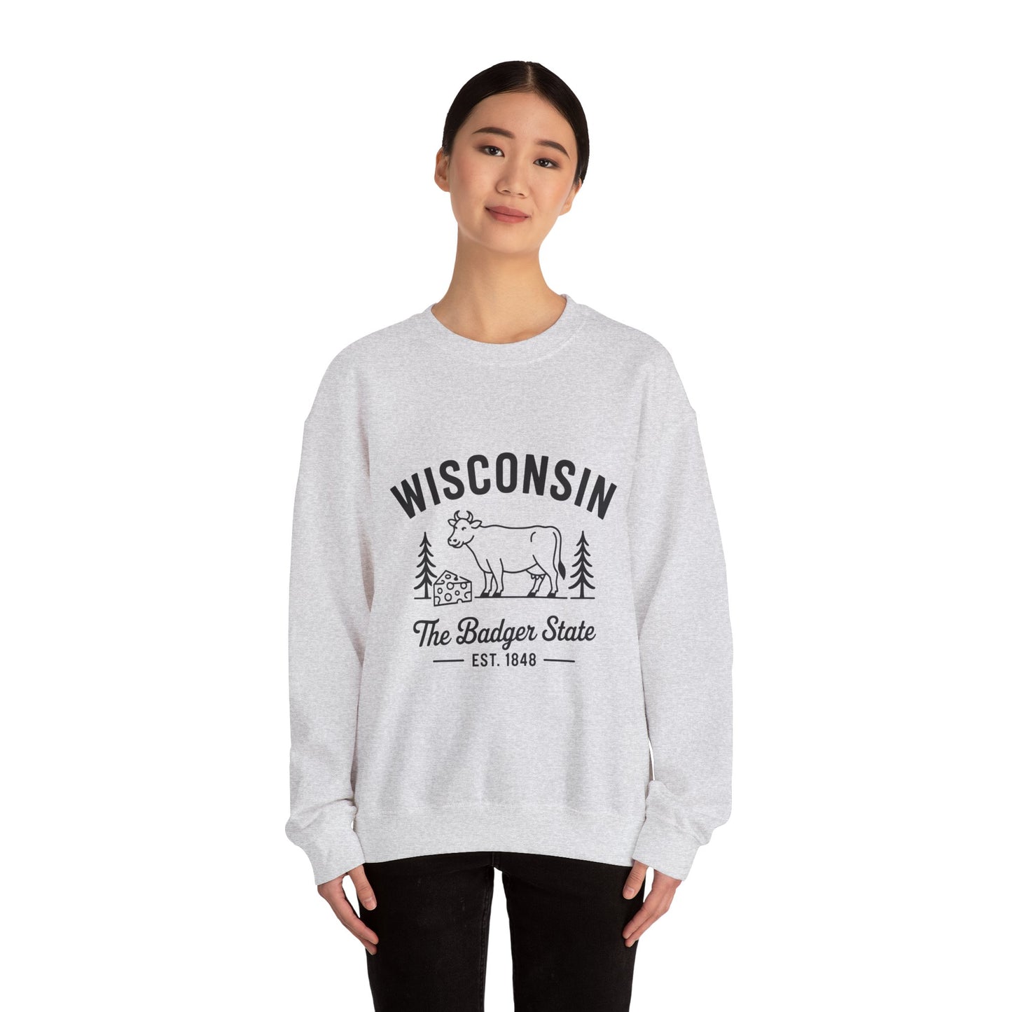 Wisconsin Badger State Sweatshirt, Unisex Crewneck, Cozy Gift for State Pride, Travel Souvenir, Homewear