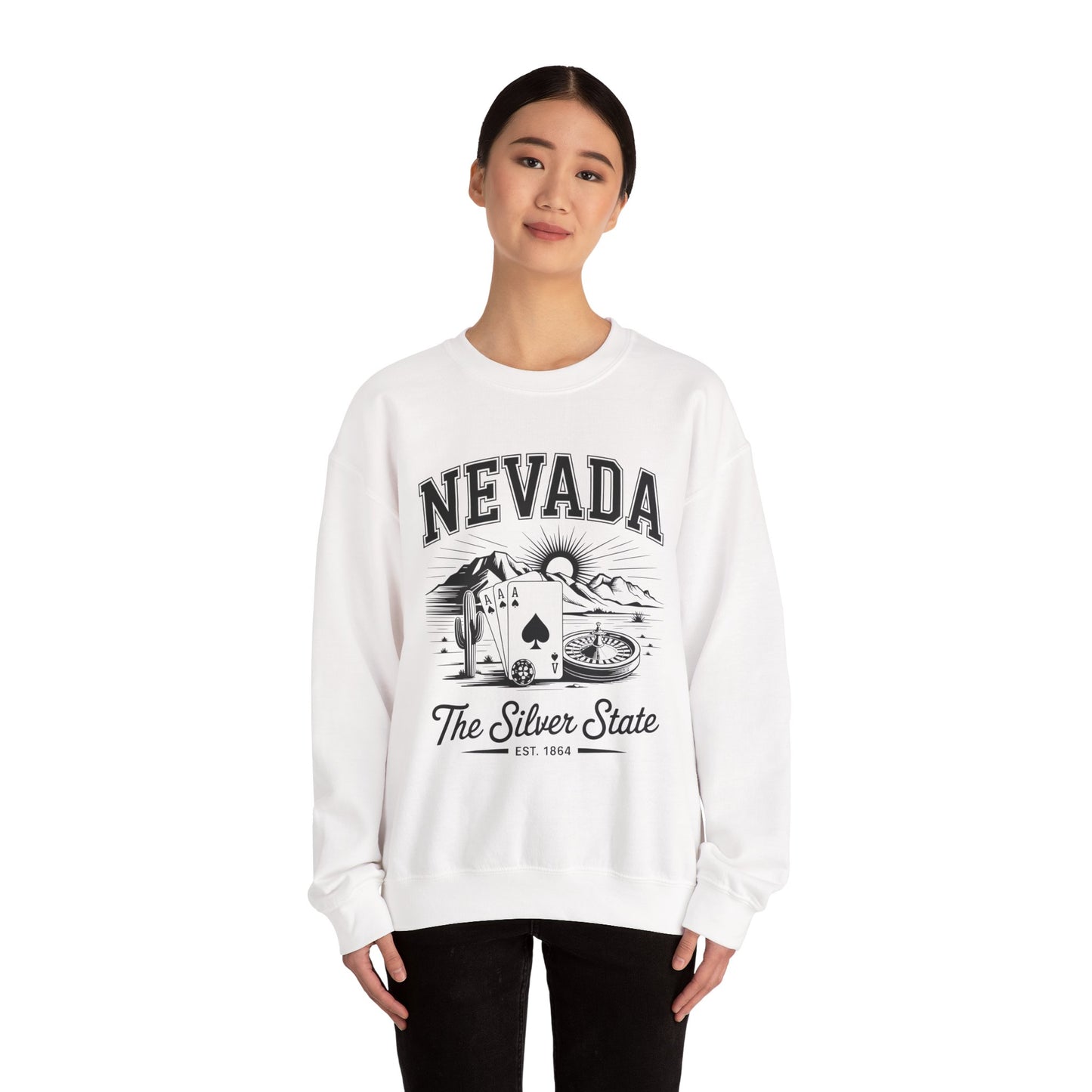 Nevada Graphic Crewneck Sweatshirt, Vintage Style Apparel, Unisex Sweater, Nevada Souvenir, Perfect for Travelers, Gift for Him/Her