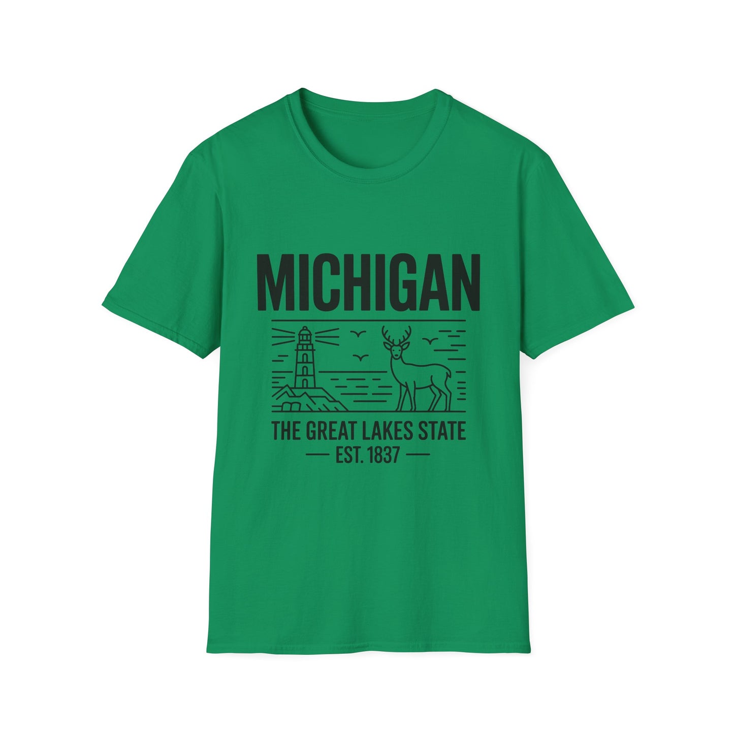 Michigan Unisex Softstyle T-Shirt, Graphic Tee, Great Lakes State Shirt, State Pride Apparel, Gift for Michiganders, Travel Souvenir