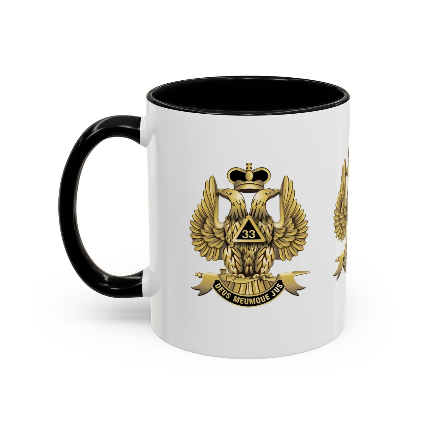 Heraldic Accent Coffee Mug - Custom Drinkware for Collectors, Unique Gift, Military-Inspired Mug, Eagle Emblem, 11oz & 15oz Sizes