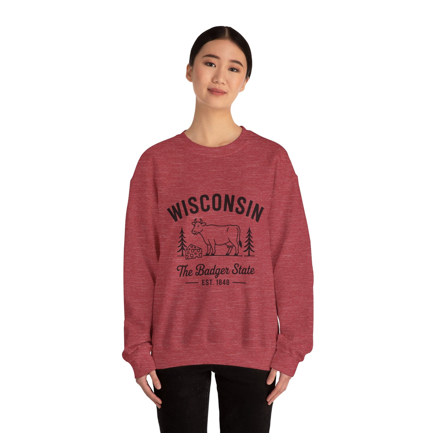 Wisconsin Badger State Sweatshirt, Unisex Crewneck, Cozy Gift for State Pride, Travel Souvenir, Homewear