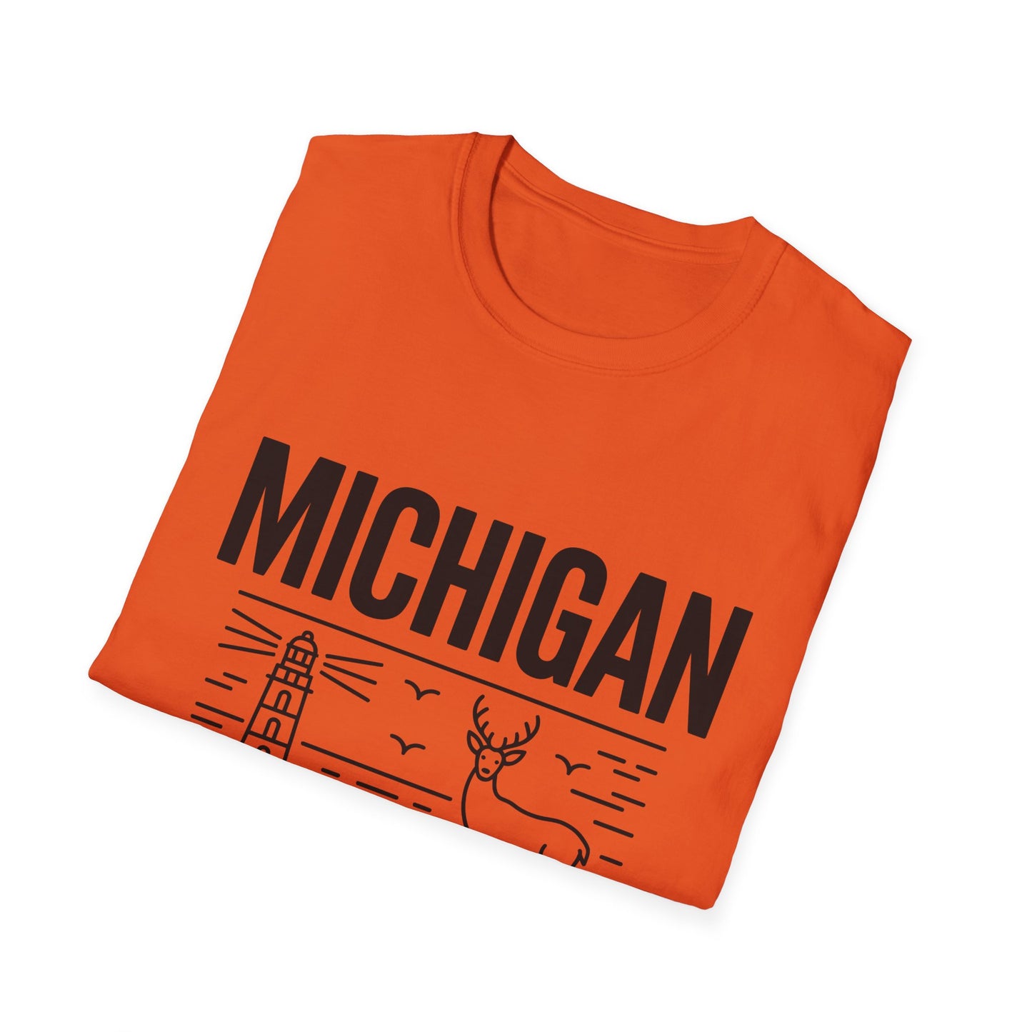 Michigan Unisex Softstyle T-Shirt, Graphic Tee, Great Lakes State Shirt, State Pride Apparel, Gift for Michiganders, Travel Souvenir