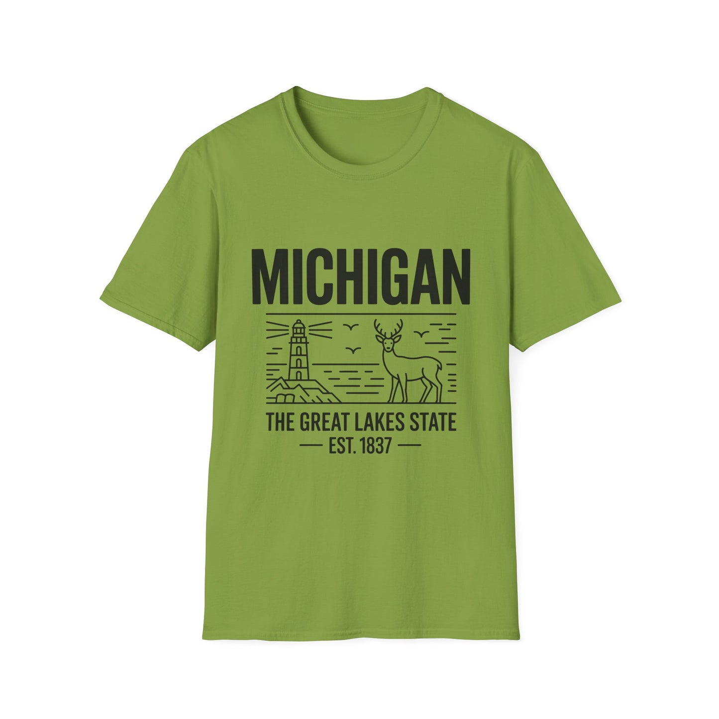 Michigan Unisex Softstyle T-Shirt, Graphic Tee, Great Lakes State Shirt, State Pride Apparel, Gift for Michiganders, Travel Souvenir