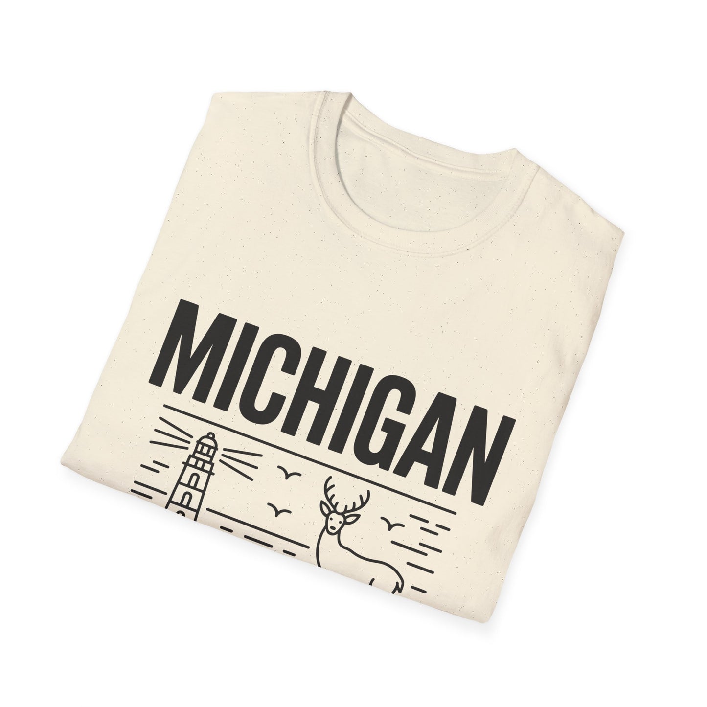 Michigan Unisex Softstyle T-Shirt, Graphic Tee, Great Lakes State Shirt, State Pride Apparel, Gift for Michiganders, Travel Souvenir