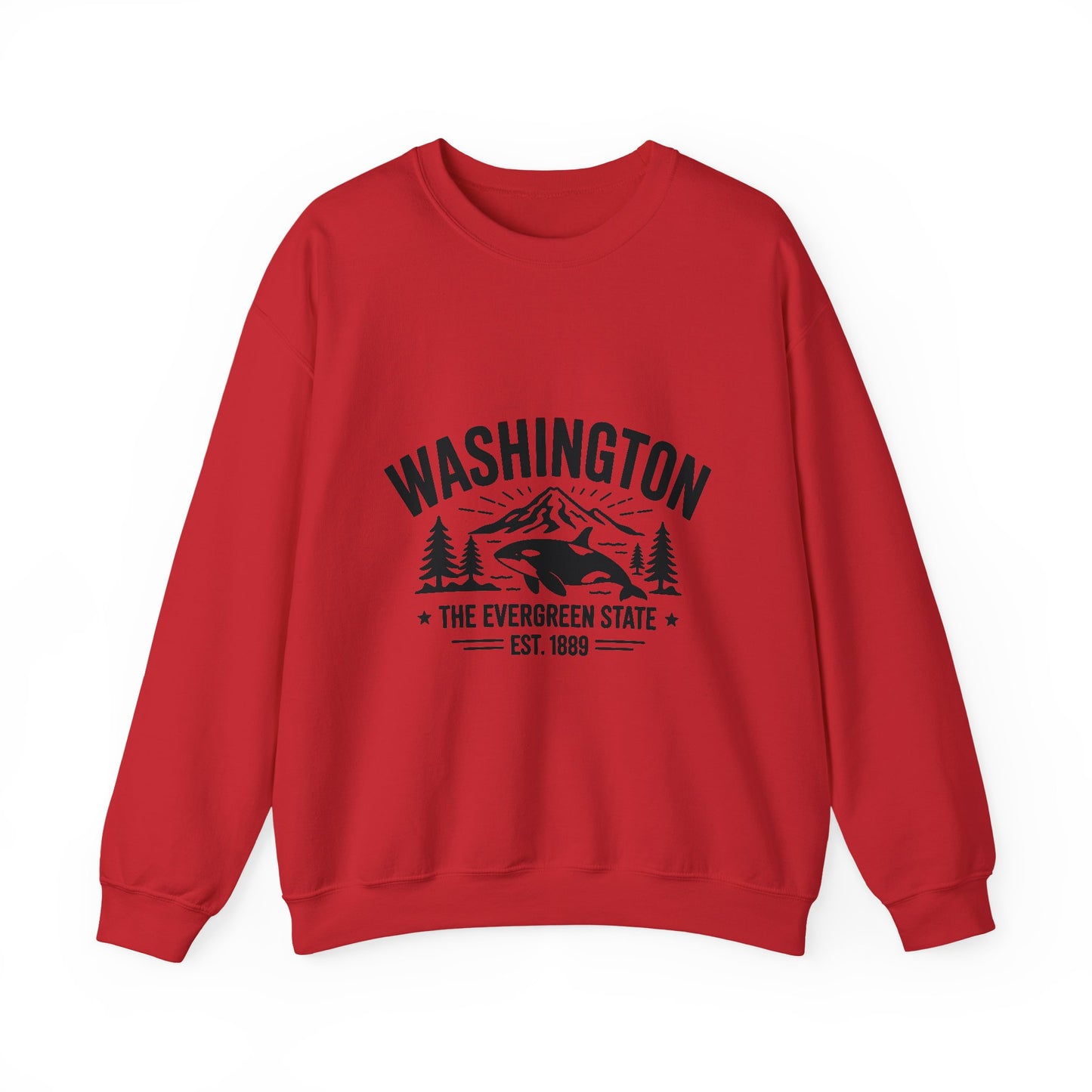 Washington Evergreen State Sweatshirt, Cozy Unisex Crewneck, Perfect for Travel, Nature Lovers, Gift Idea for Holidays