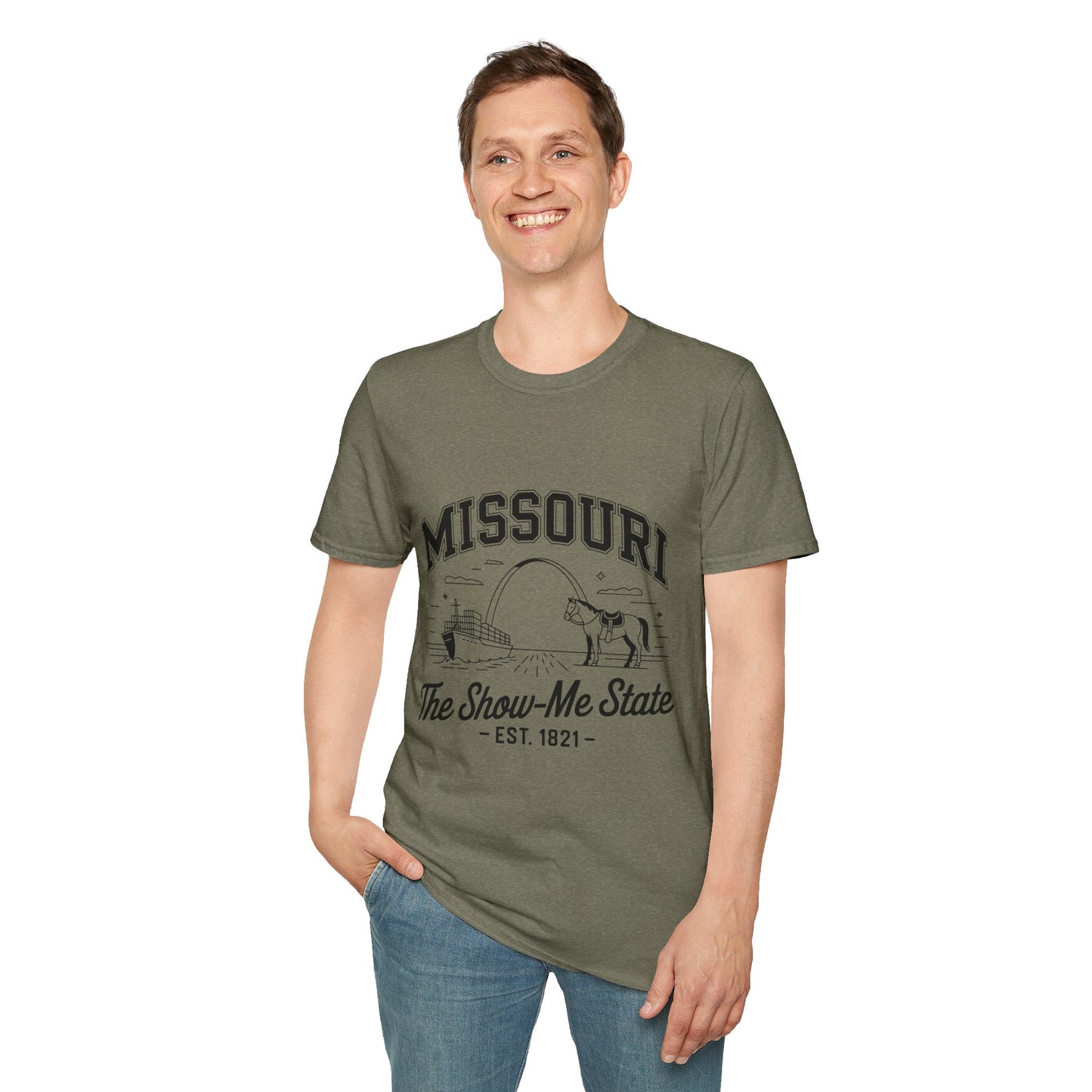 Missouri The Show-Me State T-Shirt, Unisex Softstyle Tee, Missouri Pride Shirt, Gift for Locals, Casual Wear, Travel Souvenir