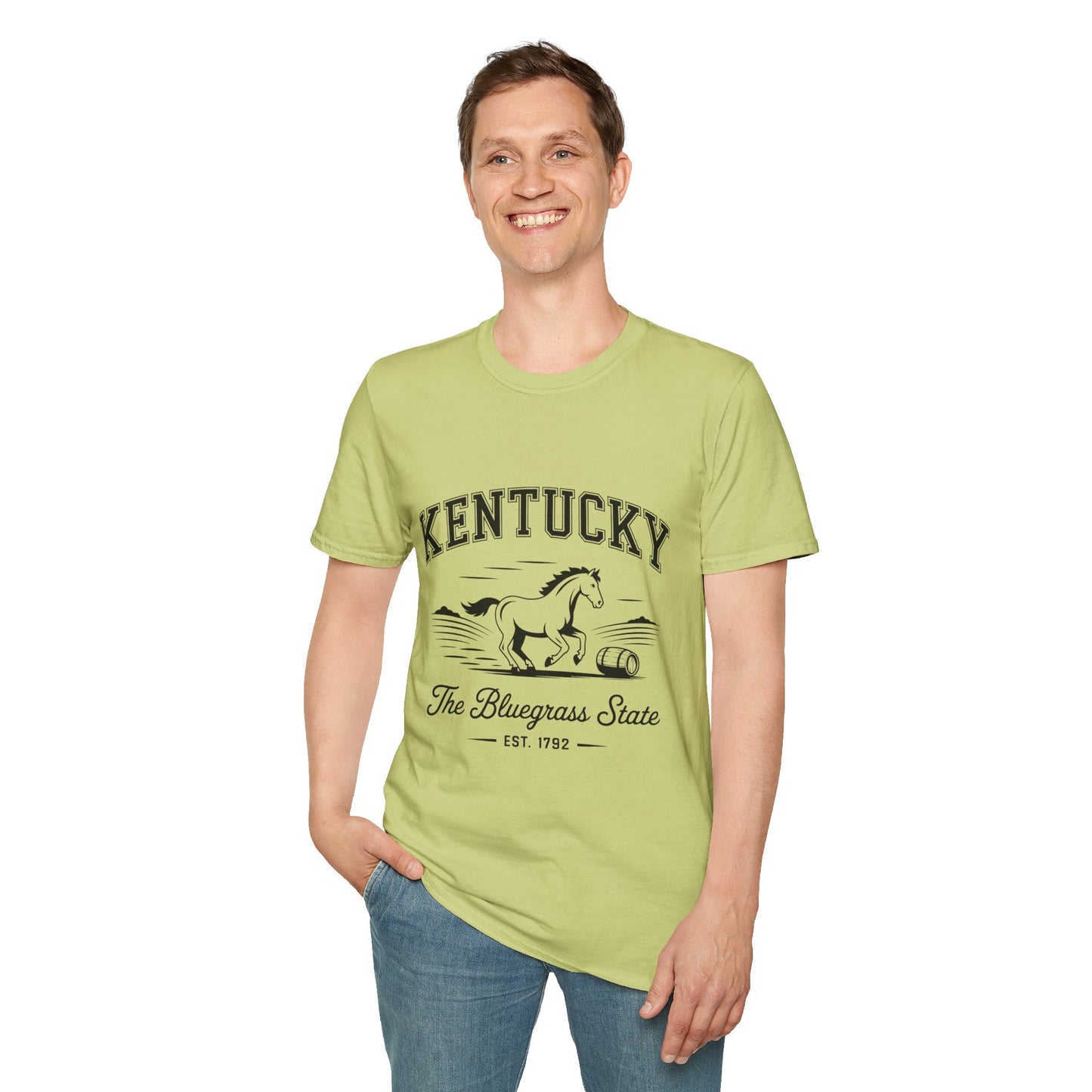 Kentucky Bluegrass State Unisex Softstyle T-Shirt, Casual Tee, Souvenir Apparel, Gift for Travelers, Vintage Graphic Tee