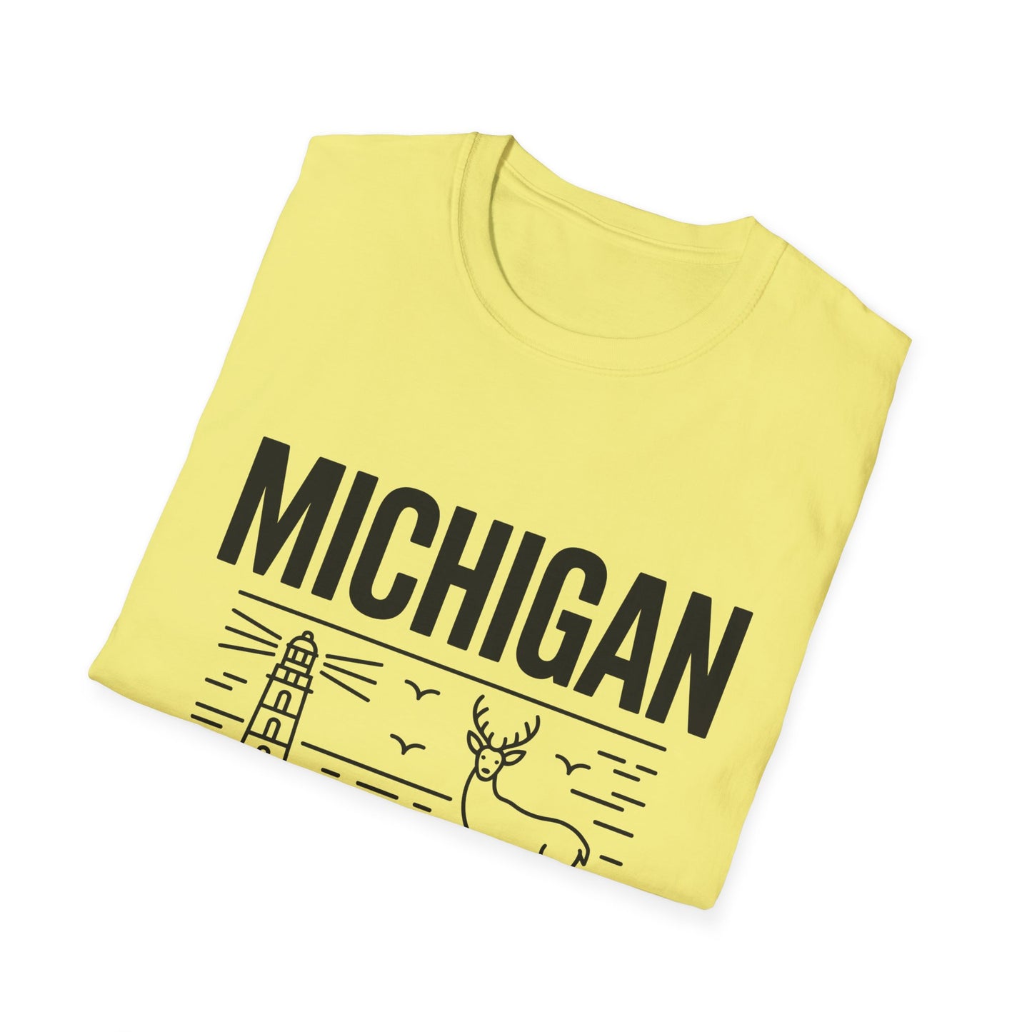 Michigan Unisex Softstyle T-Shirt, Graphic Tee, Great Lakes State Shirt, State Pride Apparel, Gift for Michiganders, Travel Souvenir