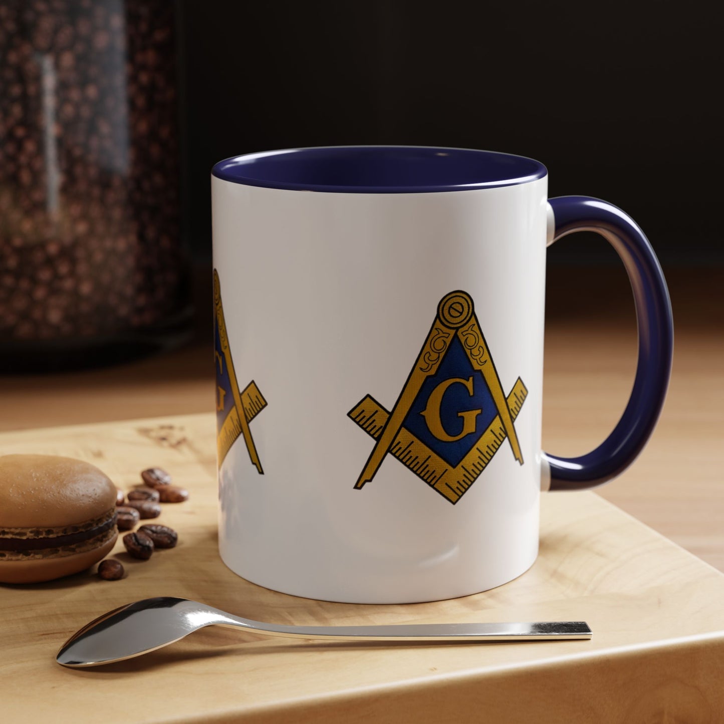 Masonic Accent Coffee Mug, Freemason Gift, Unique Coffee Cup, Fraternal Order Drinkware, Brotherhood Tea Mug