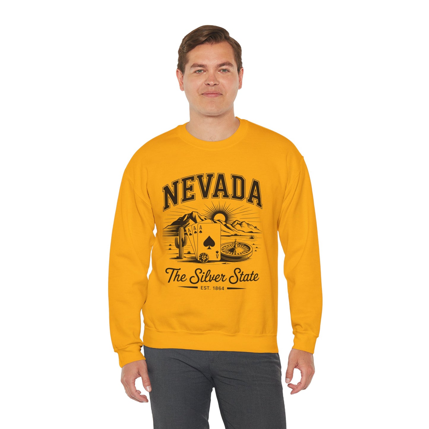 Nevada Graphic Crewneck Sweatshirt, Vintage Style Apparel, Unisex Sweater, Nevada Souvenir, Perfect for Travelers, Gift for Him/Her