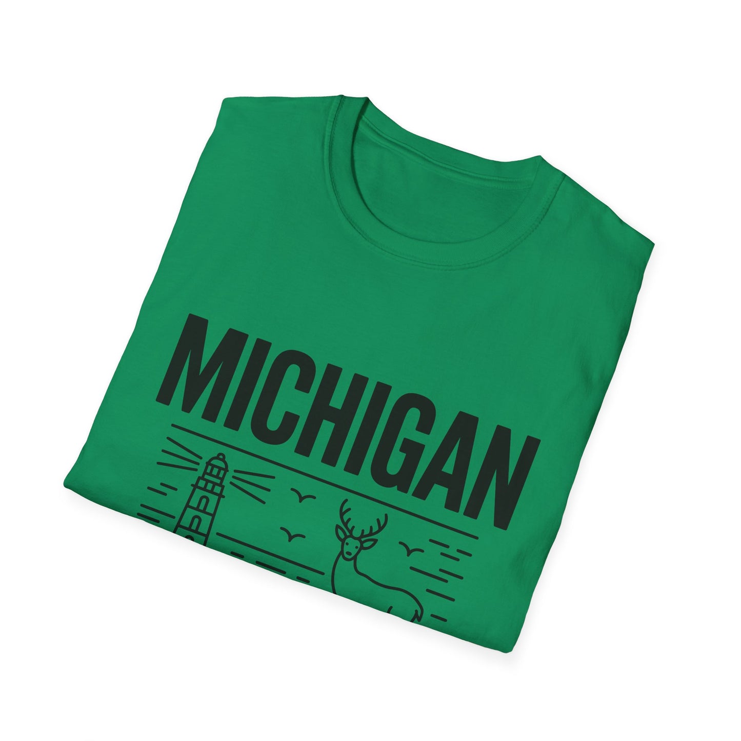 Michigan Unisex Softstyle T-Shirt, Graphic Tee, Great Lakes State Shirt, State Pride Apparel, Gift for Michiganders, Travel Souvenir