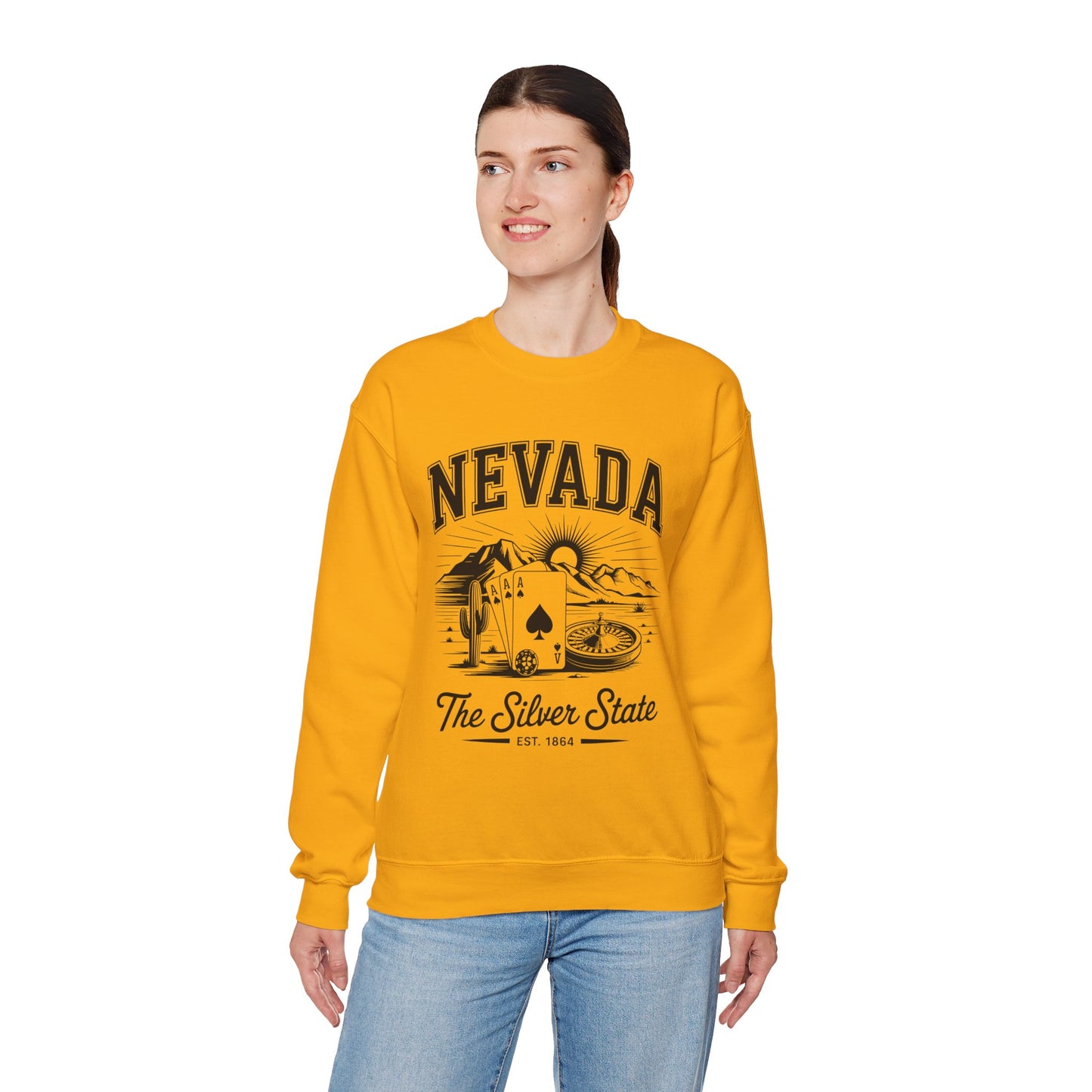 Nevada Graphic Crewneck Sweatshirt, Vintage Style Apparel, Unisex Sweater, Nevada Souvenir, Perfect for Travelers, Gift for Him/Her