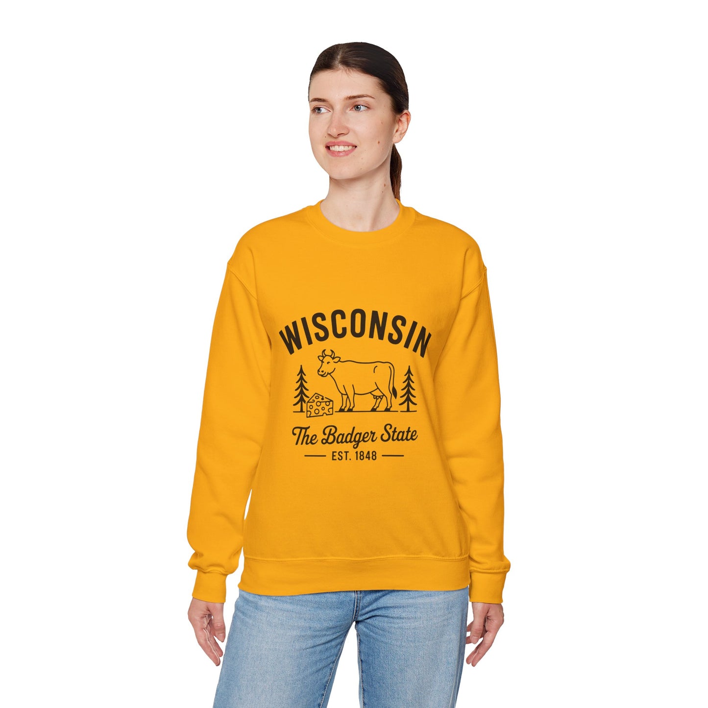 Wisconsin Badger State Sweatshirt, Unisex Crewneck, Cozy Gift for State Pride, Travel Souvenir, Homewear