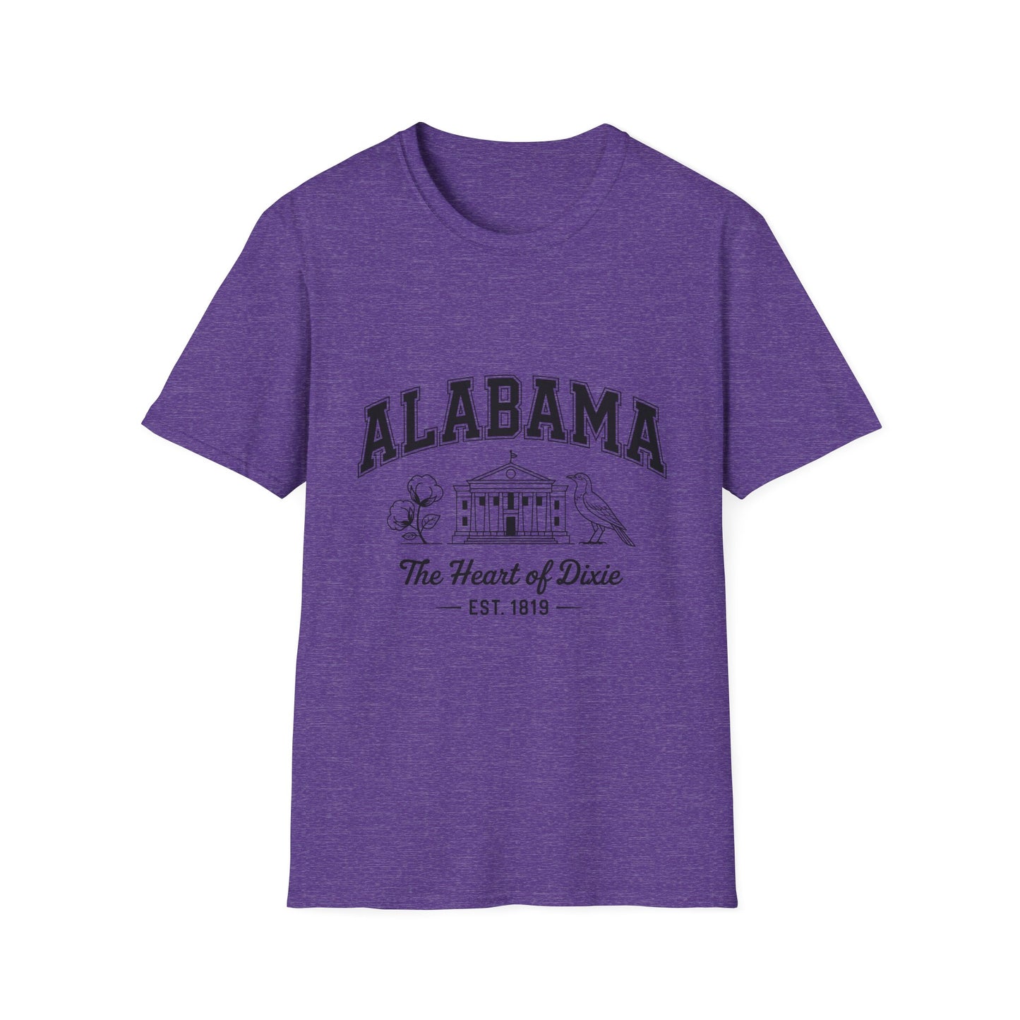 Alabama Heart of Dixie T-Shirt, Vintage Graphic Tee, Southern Pride Apparel, Casual Summer Wear, Gift Idea for Fans, State Pride Top
