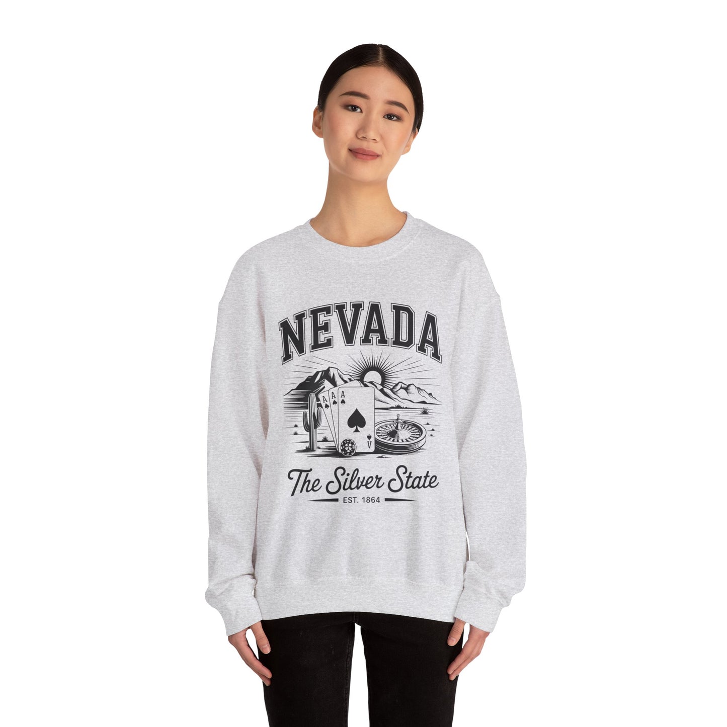 Nevada Graphic Crewneck Sweatshirt, Vintage Style Apparel, Unisex Sweater, Nevada Souvenir, Perfect for Travelers, Gift for Him/Her