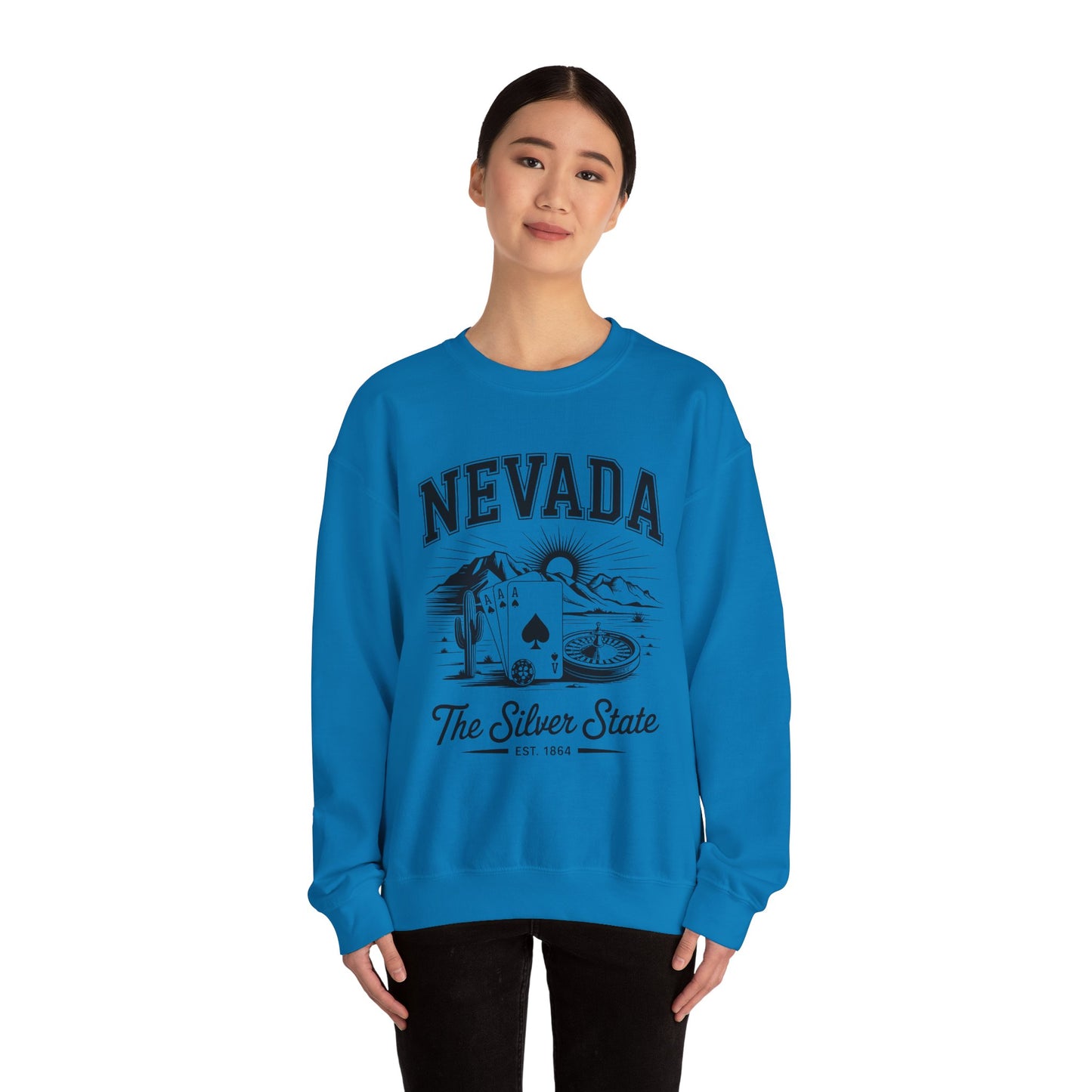 Nevada Graphic Crewneck Sweatshirt, Vintage Style Apparel, Unisex Sweater, Nevada Souvenir, Perfect for Travelers, Gift for Him/Her