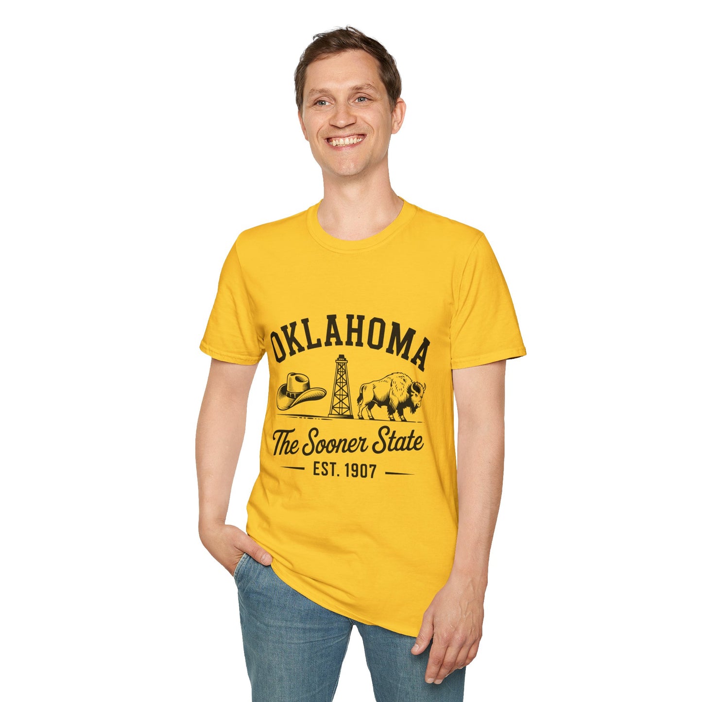 Oklahoma Vintage Softstyle T-Shirt, Unisex Apparel, State Pride Tee, Casual Wear, Gift for Travelers, Souvenir Shirt, Comfortable Fashion