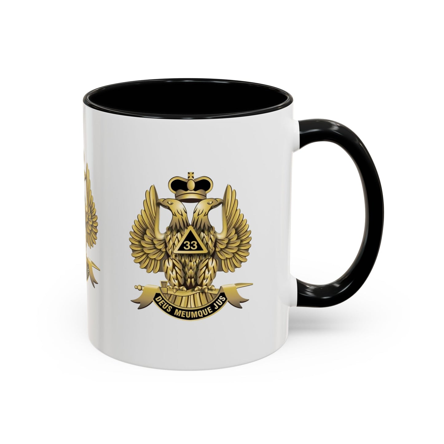 Heraldic Accent Coffee Mug - Custom Drinkware for Collectors, Unique Gift, Military-Inspired Mug, Eagle Emblem, 11oz & 15oz Sizes