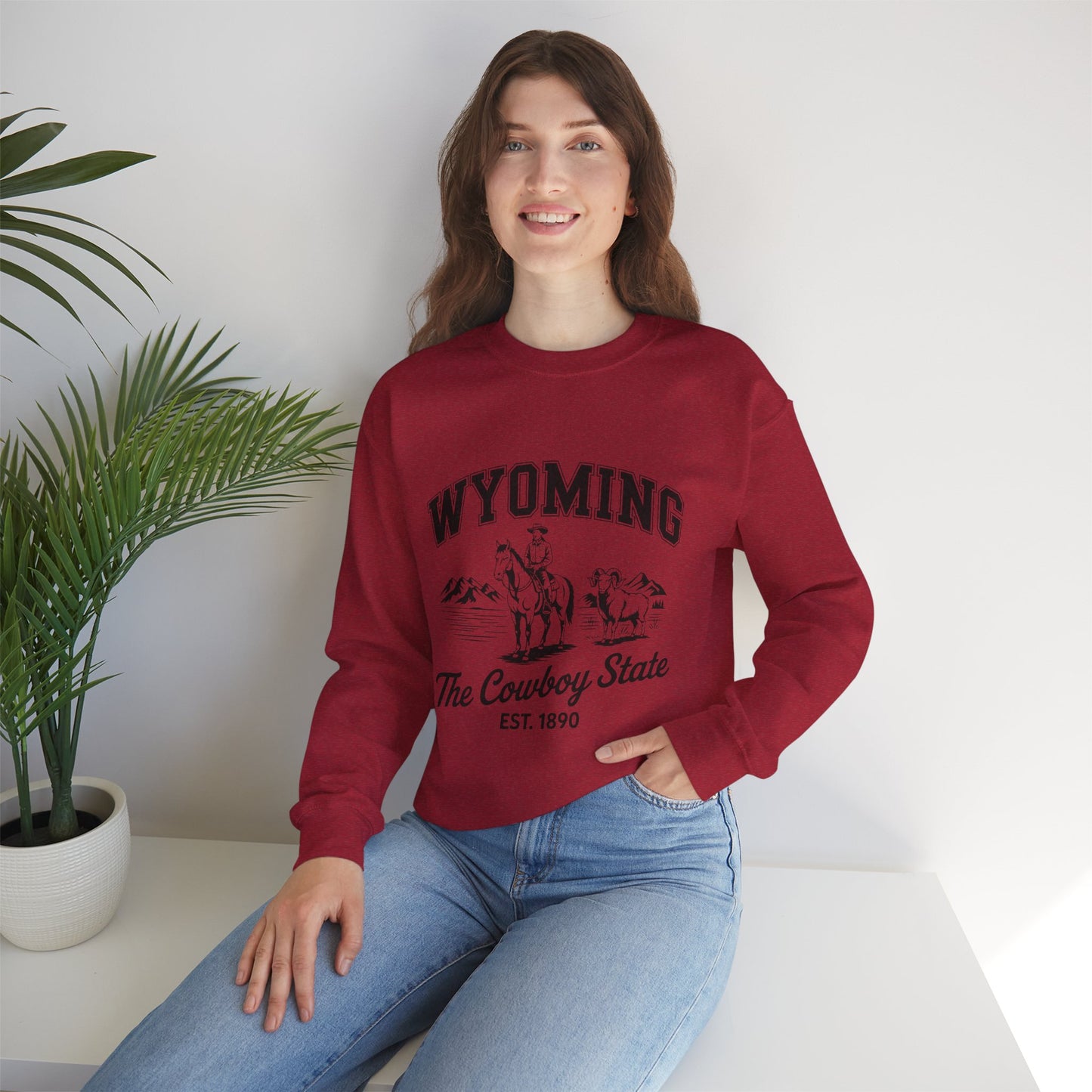 Wyoming Cowboy State Crewneck Sweatshirt, Western Apparel, Cozy Gift, Unisex Sweatshirt, Ideal for Outdoor Adventures
