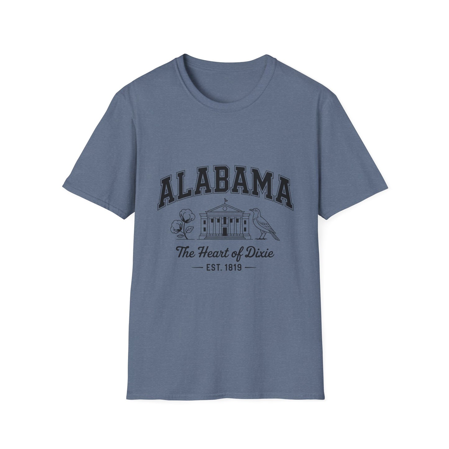 Alabama Heart of Dixie T-Shirt, Vintage Graphic Tee, Southern Pride Apparel, Casual Summer Wear, Gift Idea for Fans, State Pride Top