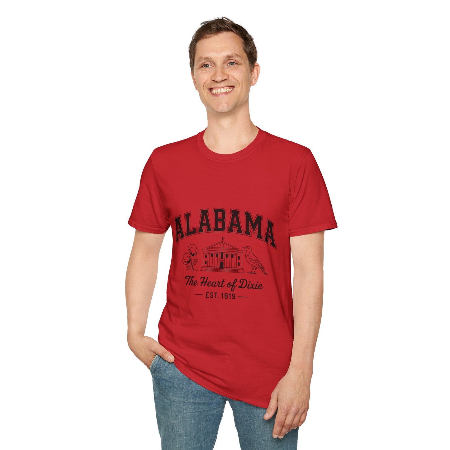 Alabama Heart of Dixie T-Shirt, Vintage Graphic Tee, Southern Pride Apparel, Casual Summer Wear, Gift Idea for Fans, State Pride Top