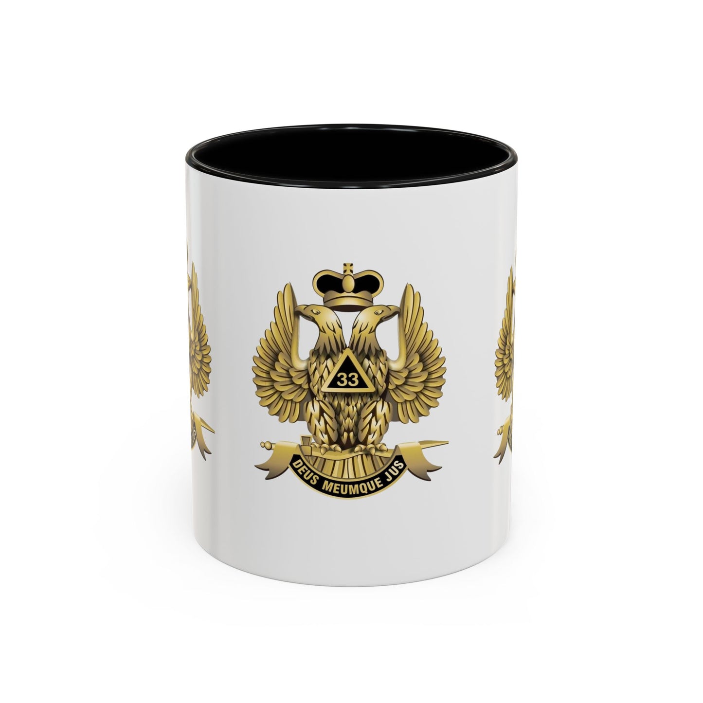 Heraldic Accent Coffee Mug - Custom Drinkware for Collectors, Unique Gift, Military-Inspired Mug, Eagle Emblem, 11oz & 15oz Sizes