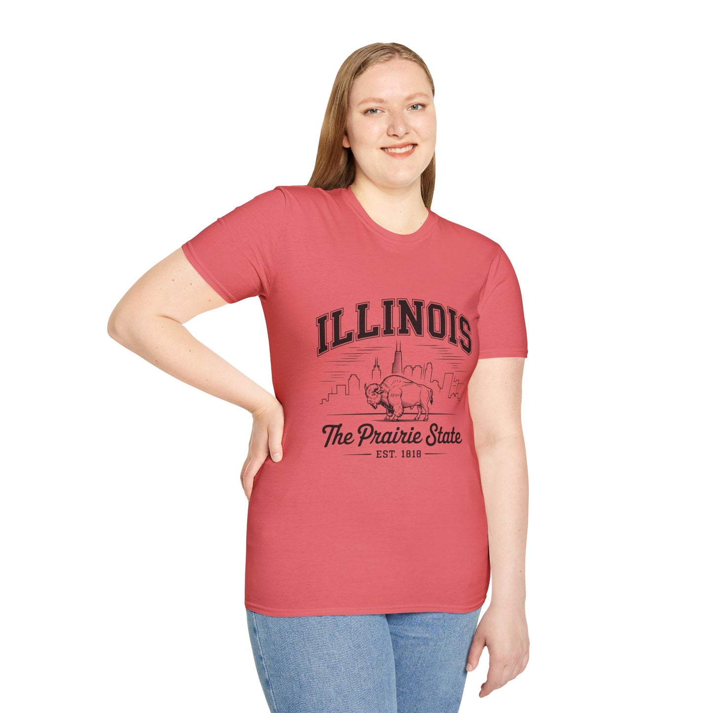 Illinois Prairie State Unisex Softstyle T-Shirt, Casual Tee, Illinois Gift, Home State Pride, Travel Souvenir, Festival Wear