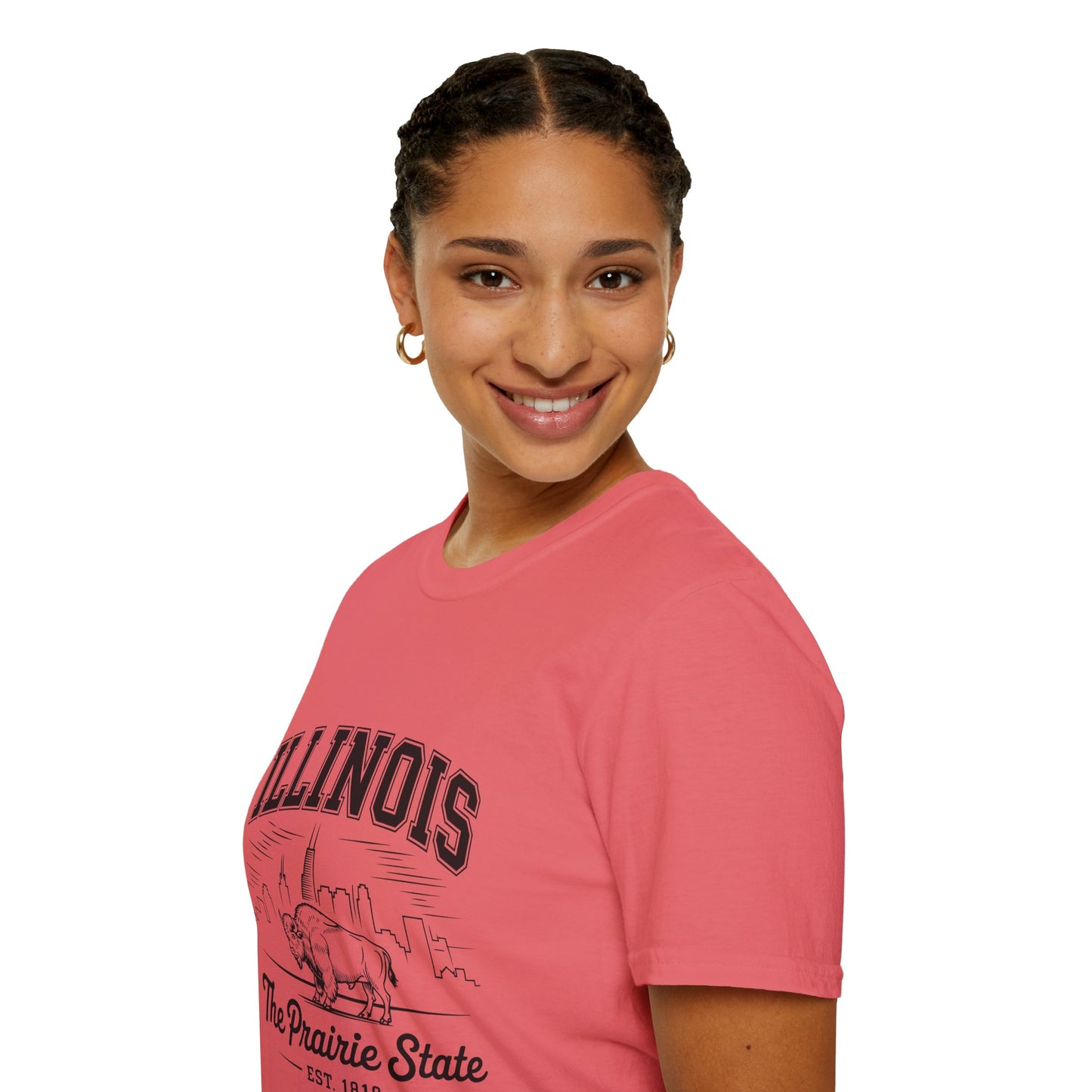 Illinois Prairie State Unisex Softstyle T-Shirt, Casual Tee, Illinois Gift, Home State Pride, Travel Souvenir, Festival Wear