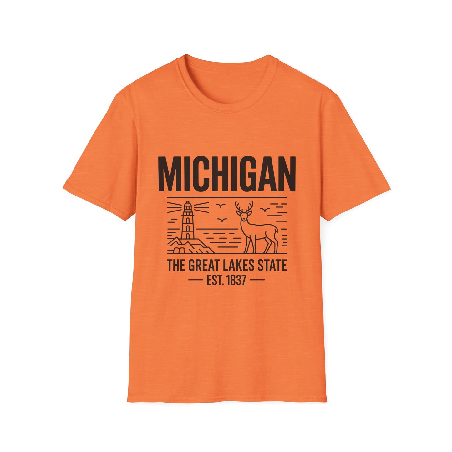 Michigan Unisex Softstyle T-Shirt, Graphic Tee, Great Lakes State Shirt, State Pride Apparel, Gift for Michiganders, Travel Souvenir