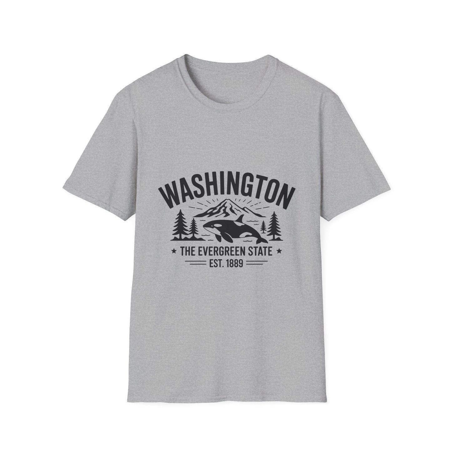 Washington State Unisex Softstyle T-Shirt, Evergreen State Tee, Vintage Graphic Shirt, Travel Souvenir, Gift for Nature Lovers