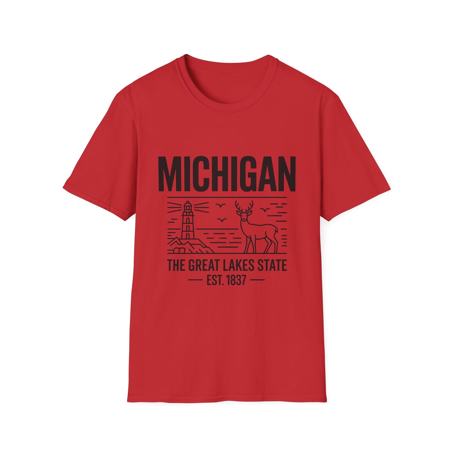 Michigan Unisex Softstyle T-Shirt, Graphic Tee, Great Lakes State Shirt, State Pride Apparel, Gift for Michiganders, Travel Souvenir