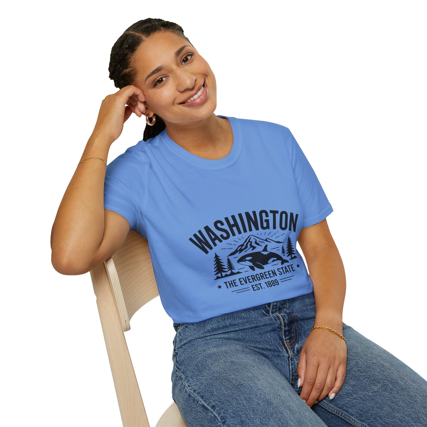 Washington State Unisex Softstyle T-Shirt, Evergreen State Tee, Vintage Graphic Shirt, Travel Souvenir, Gift for Nature Lovers