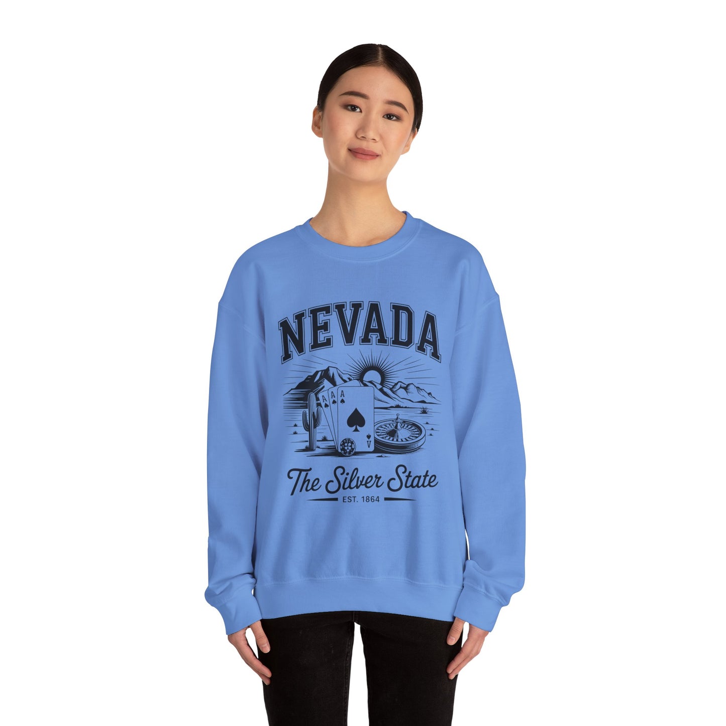 Nevada Graphic Crewneck Sweatshirt, Vintage Style Apparel, Unisex Sweater, Nevada Souvenir, Perfect for Travelers, Gift for Him/Her