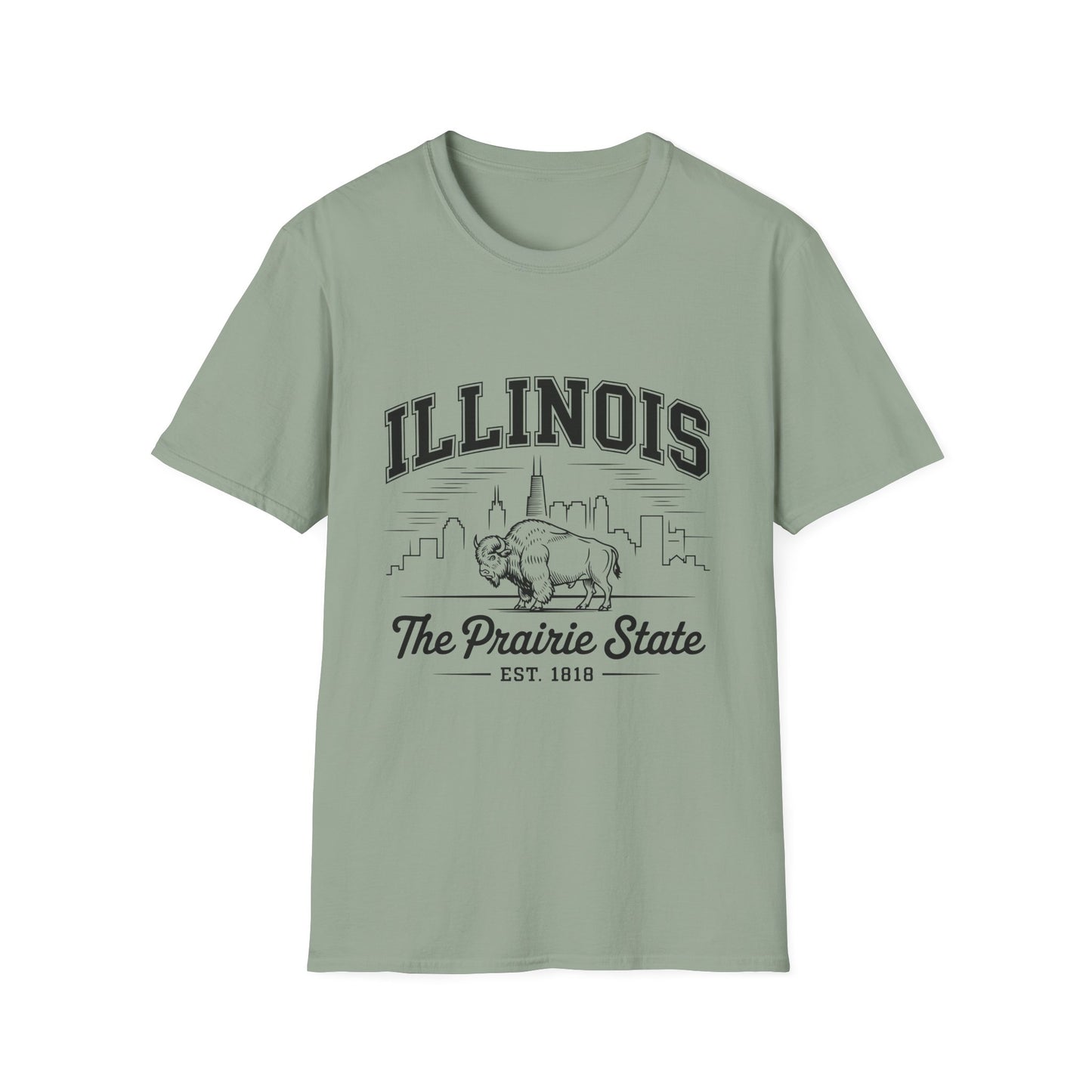 Illinois Prairie State Unisex Softstyle T-Shirt, Casual Tee, Illinois Gift, Home State Pride, Travel Souvenir, Festival Wear