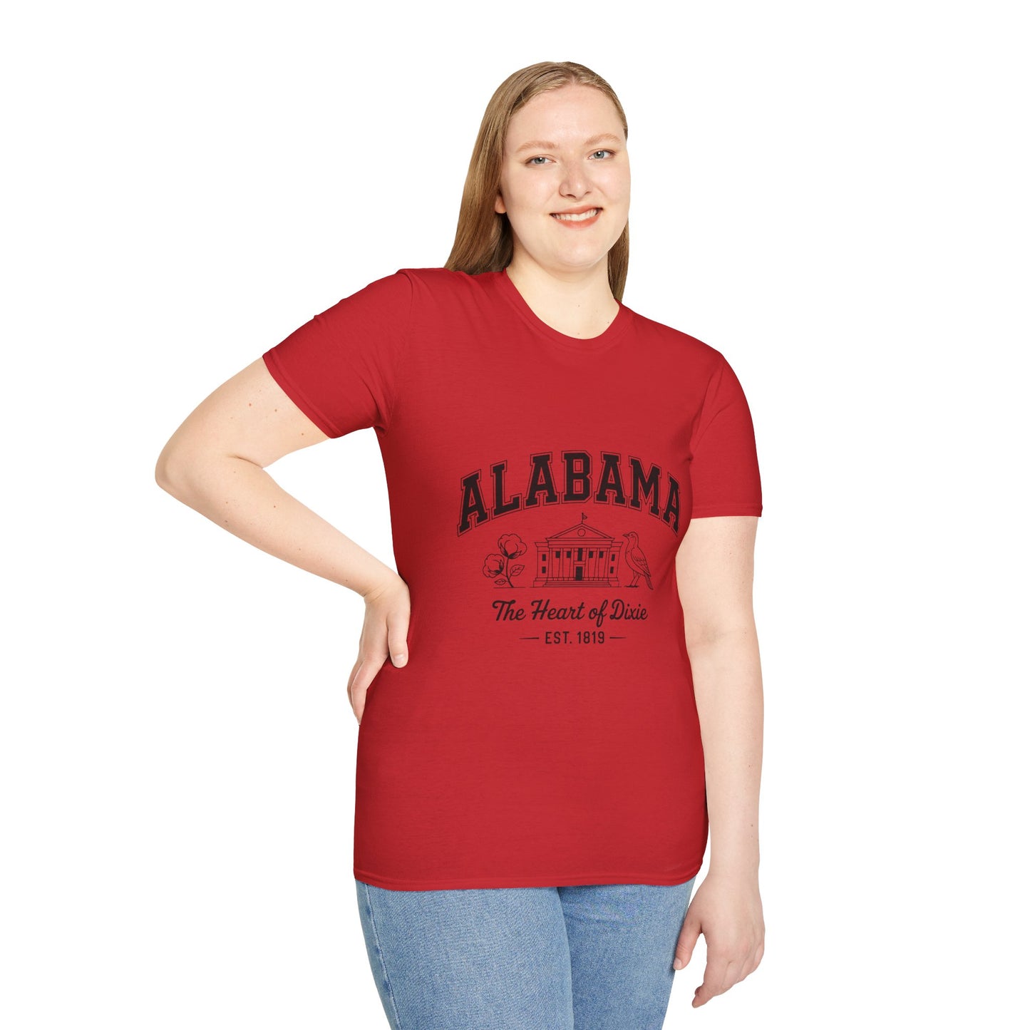 Alabama Heart of Dixie T-Shirt, Vintage Graphic Tee, Southern Pride Apparel, Casual Summer Wear, Gift Idea for Fans, State Pride Top