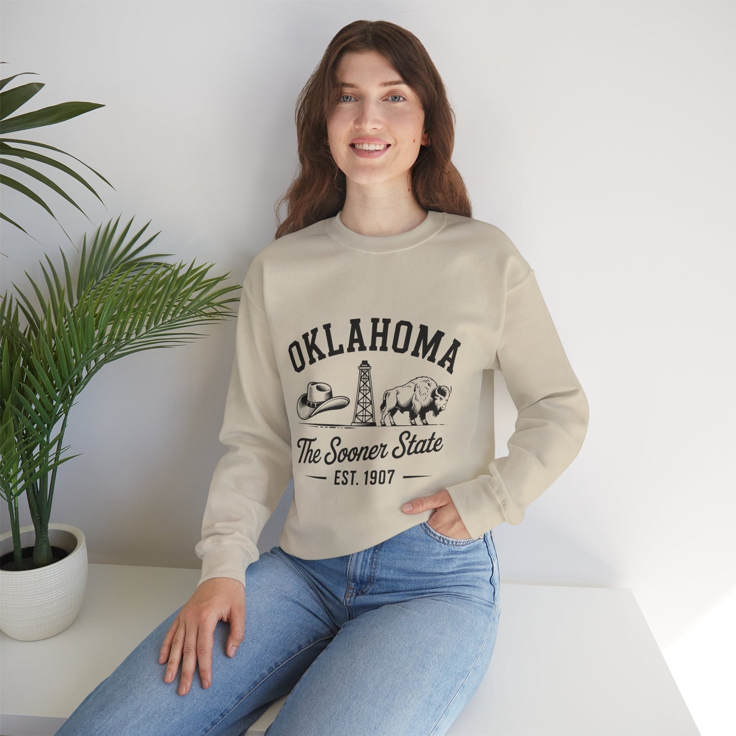 Oklahoma The Sooner State Sweatshirt, Cozy Crewneck for Casual Outfits, College Apparel, Gift for Oklahomans, Perfect for All Seasons