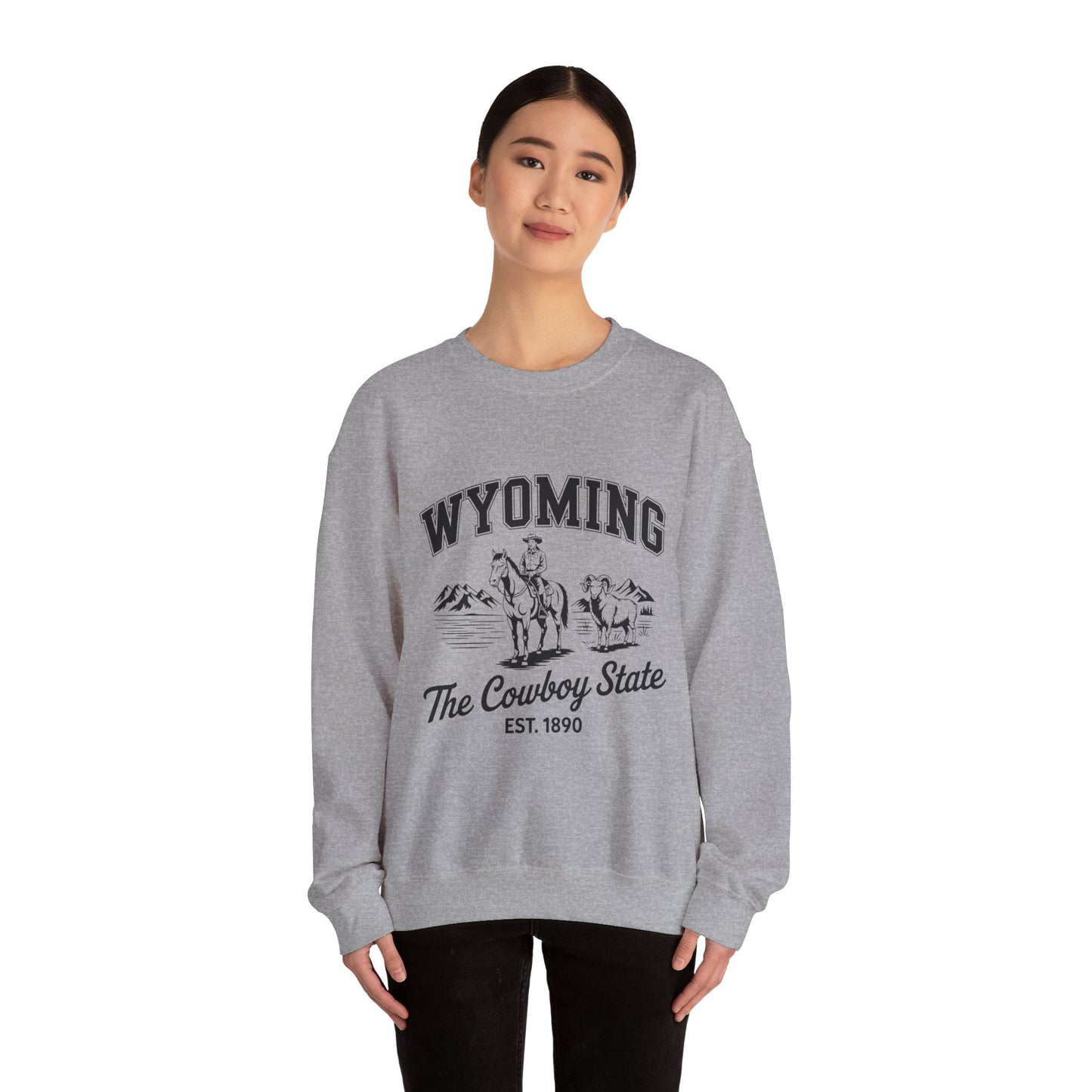Wyoming Cowboy State Crewneck Sweatshirt, Western Apparel, Cozy Gift, Unisex Sweatshirt, Ideal for Outdoor Adventures