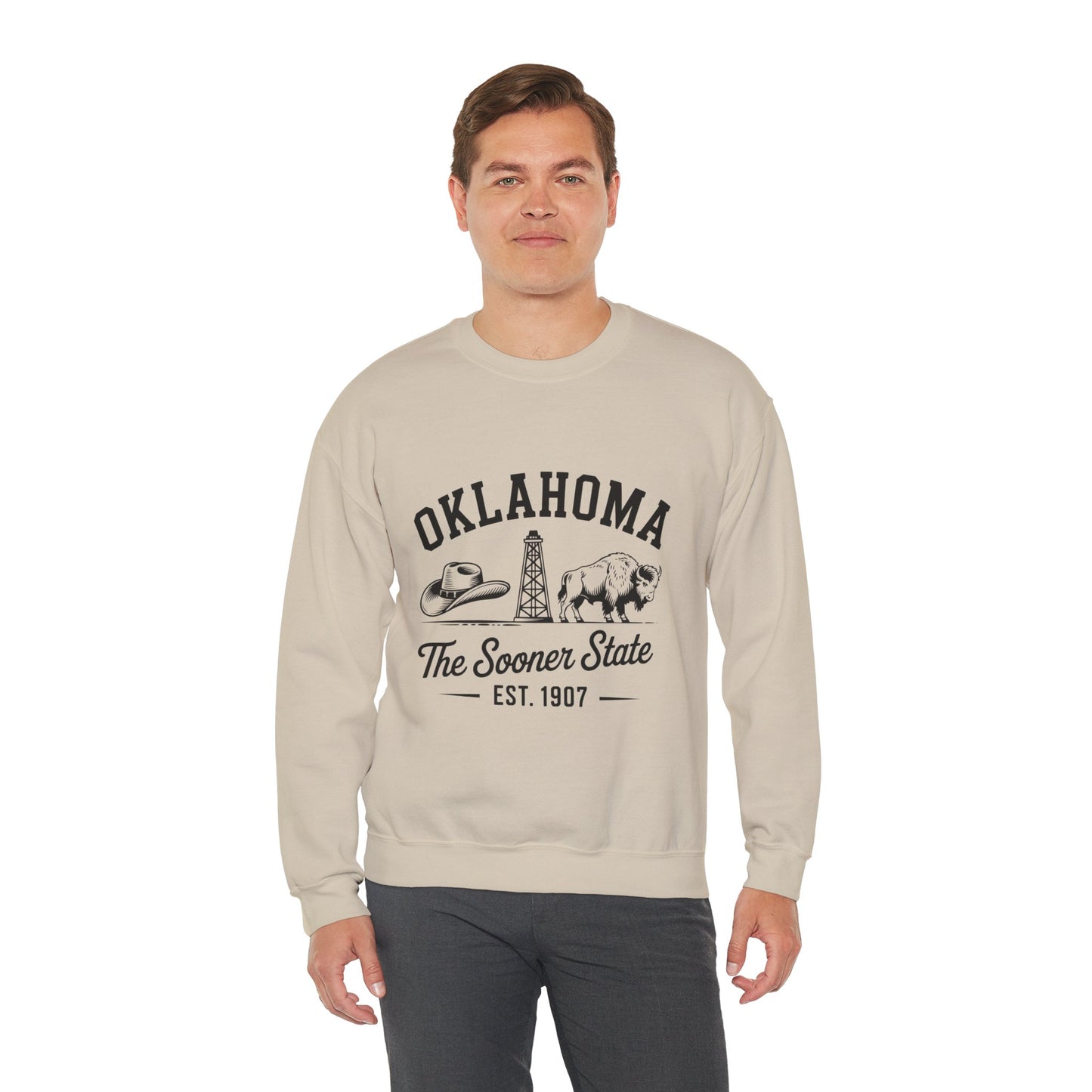 Oklahoma The Sooner State Sweatshirt, Cozy Crewneck for Casual Outfits, College Apparel, Gift for Oklahomans, Perfect for All Seasons