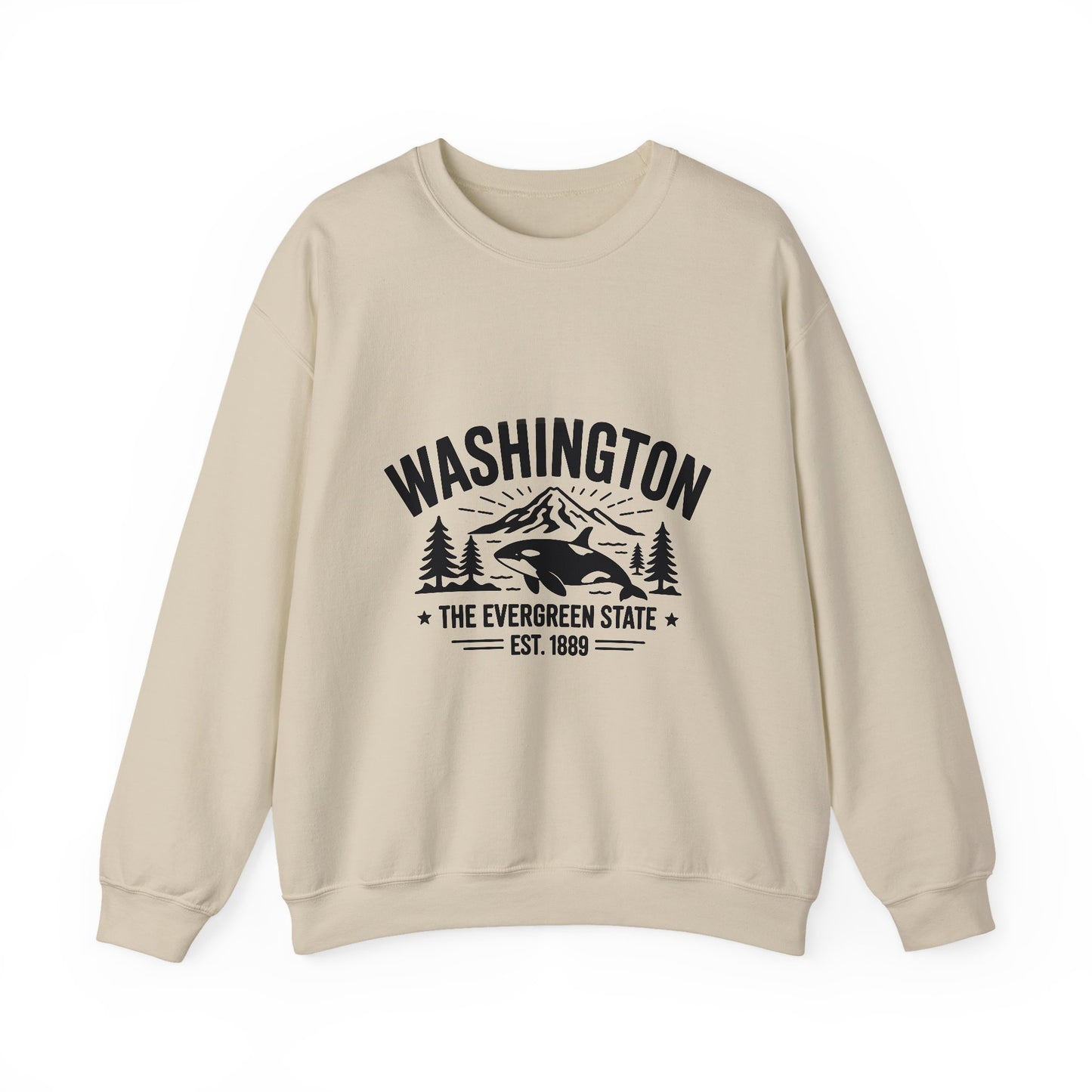Washington Evergreen State Sweatshirt, Cozy Unisex Crewneck, Perfect for Travel, Nature Lovers, Gift Idea for Holidays