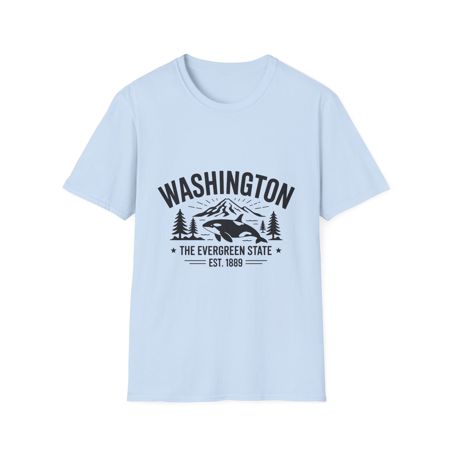 Washington State Unisex Softstyle T-Shirt, Evergreen State Tee, Vintage Graphic Shirt, Travel Souvenir, Gift for Nature Lovers