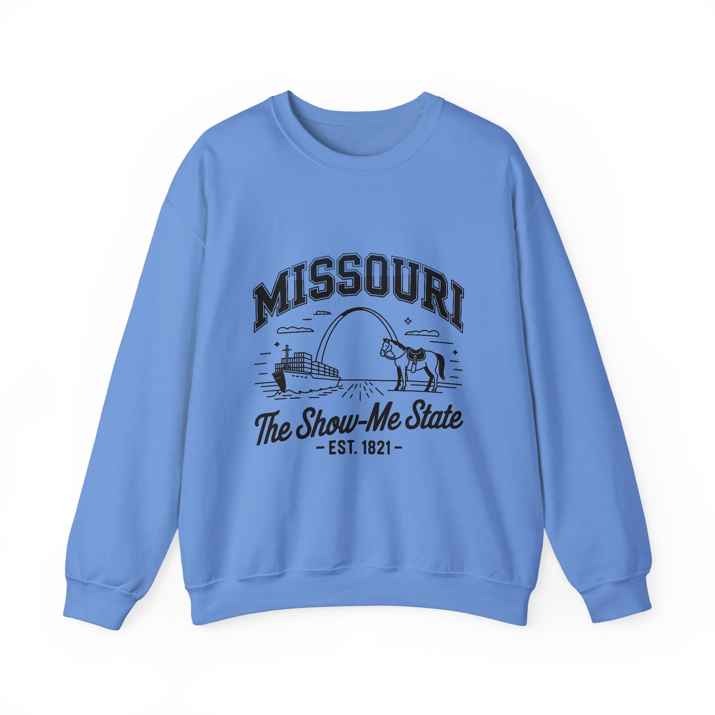 Show-Me State Crewneck Sweatshirt, Cozy Missouri Sweatshirt, Lightweight Unisex Sweater, Perfect for Gifts, Casual Wear, Travel