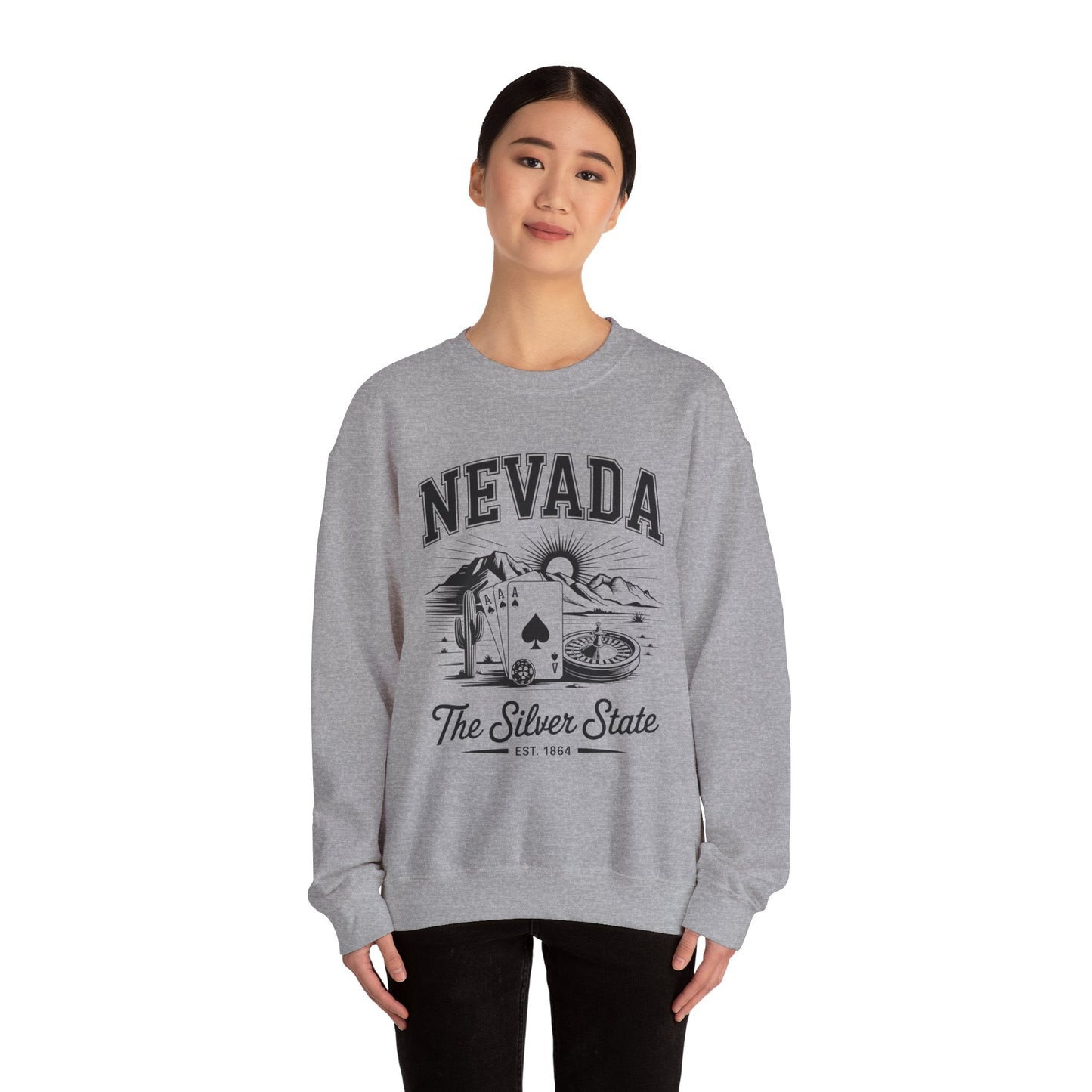 Nevada Graphic Crewneck Sweatshirt, Vintage Style Apparel, Unisex Sweater, Nevada Souvenir, Perfect for Travelers, Gift for Him/Her
