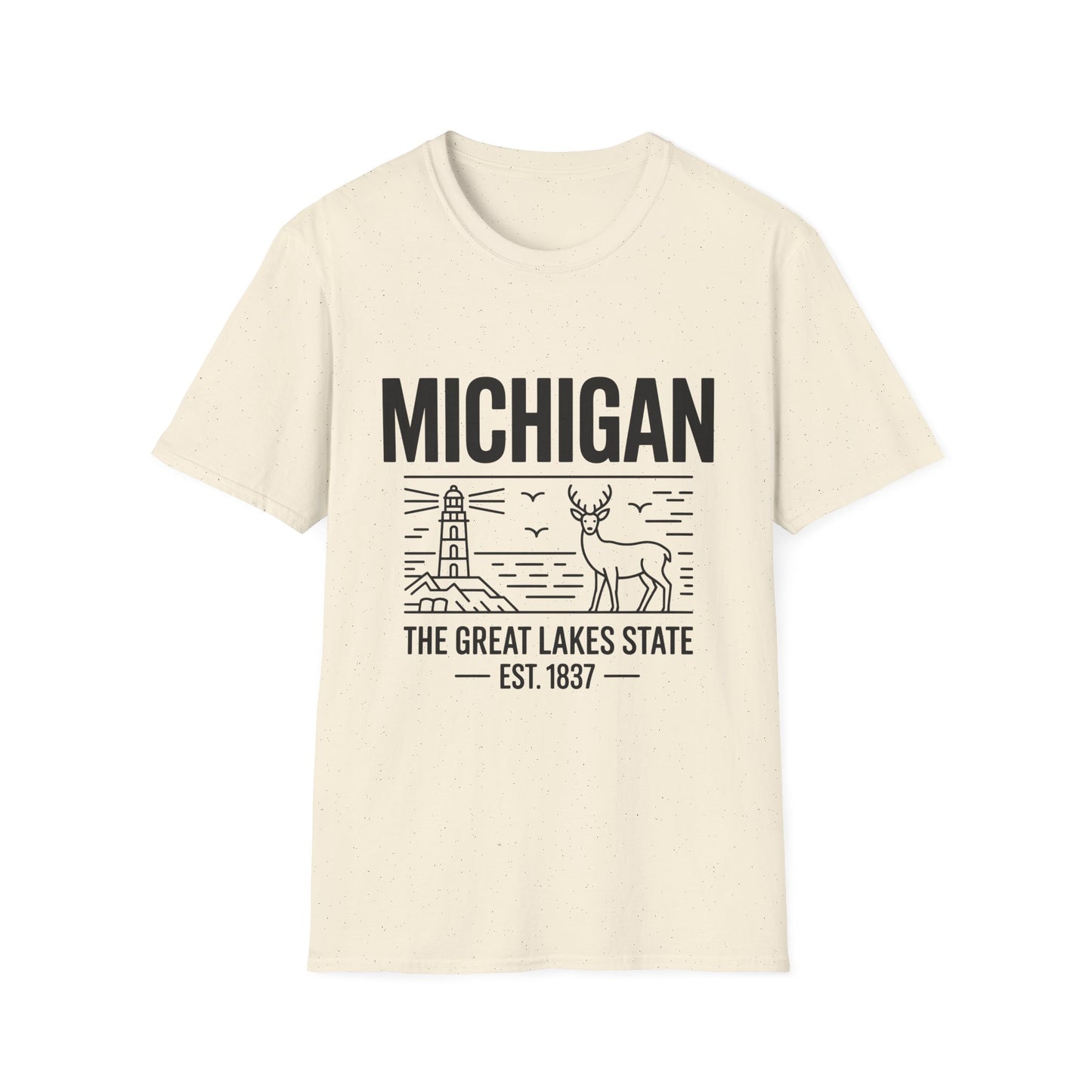 Michigan Unisex Softstyle T-Shirt, Graphic Tee, Great Lakes State Shirt, State Pride Apparel, Gift for Michiganders, Travel Souvenir